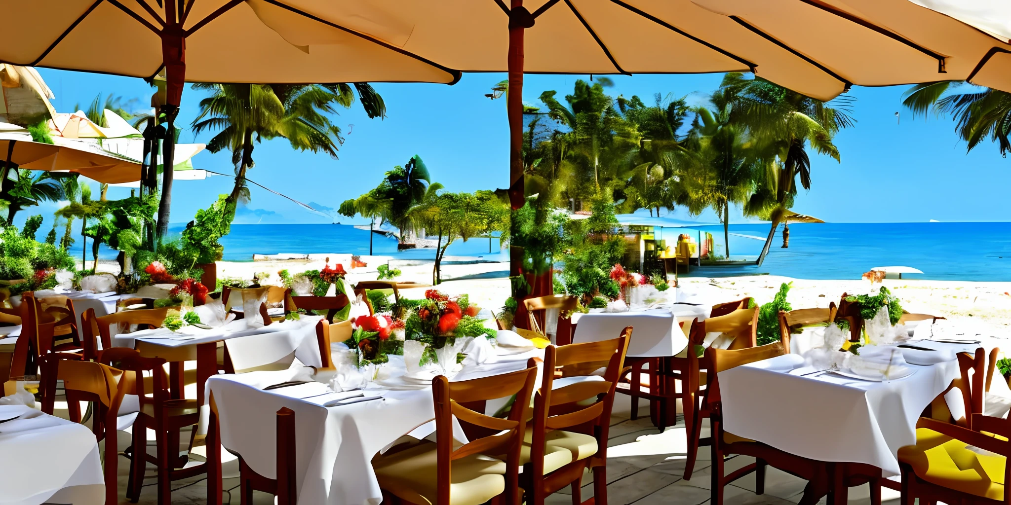 Italian restaurant on a tropical beach