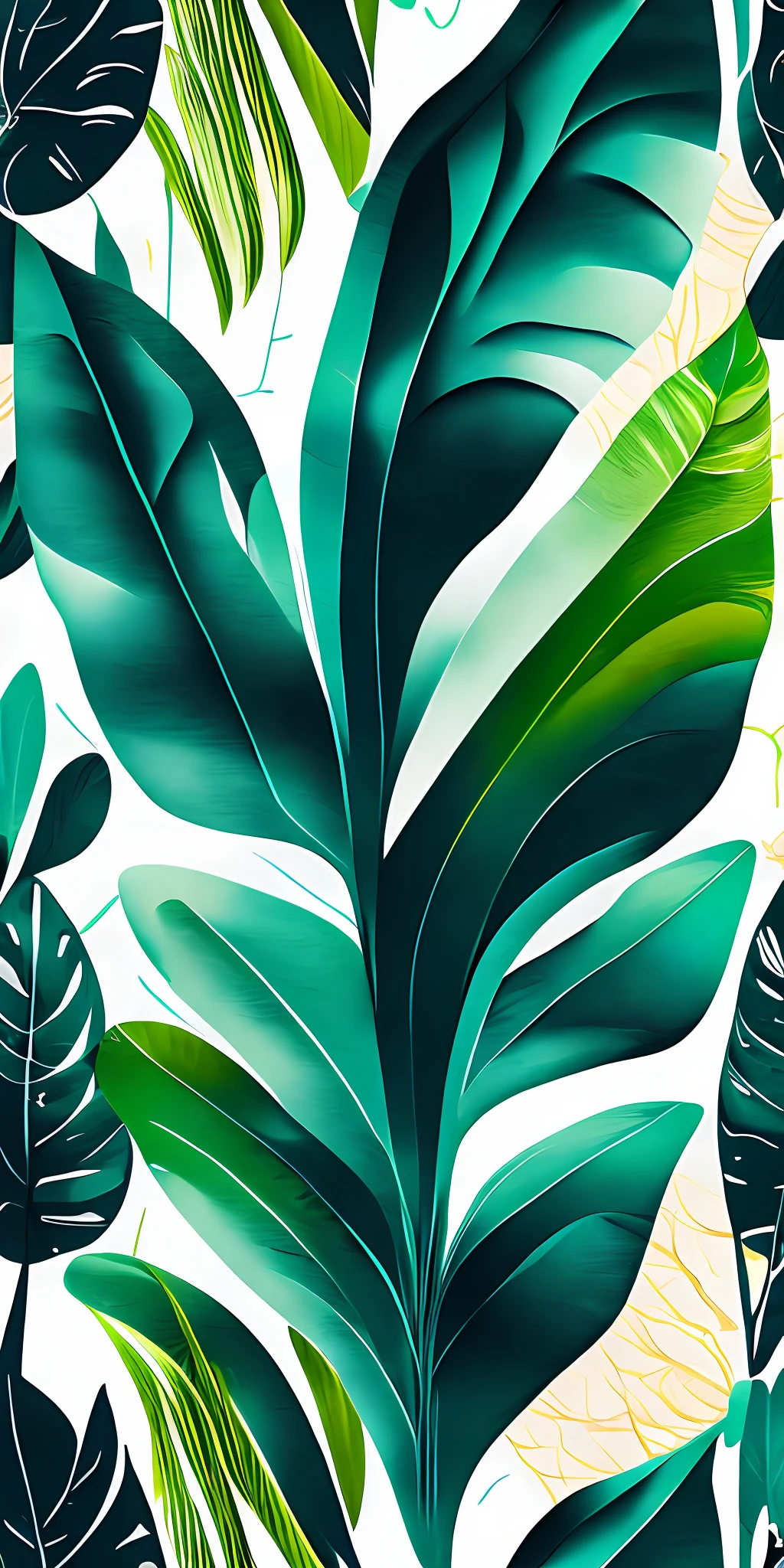 abstract tropical leaf wallpaper, vector style, splash ink, intricate