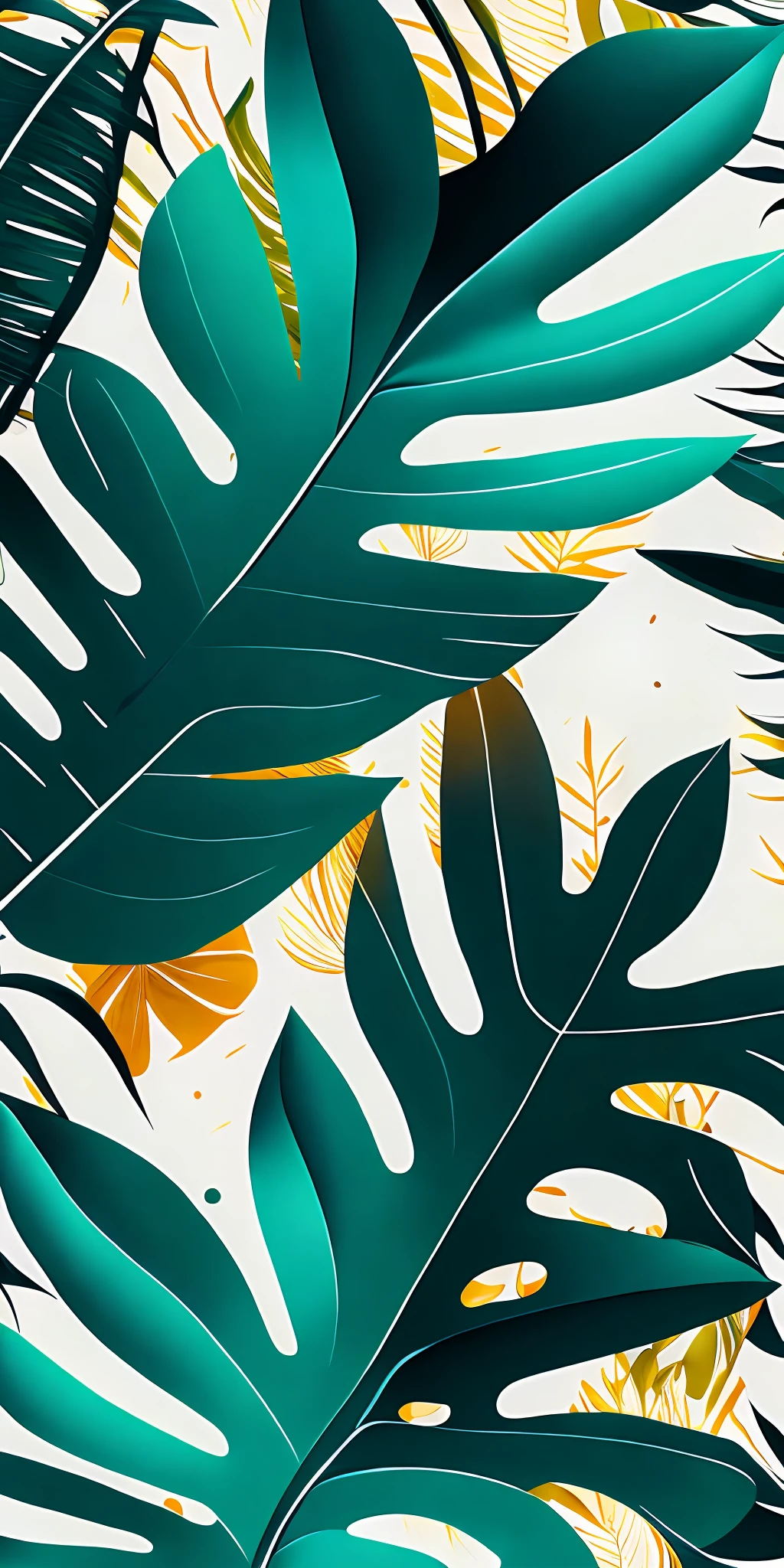 abstract tropical leaf wallpaper, vector style, splash ink, intricate