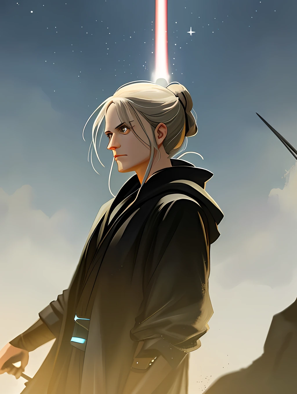 A Star Wars’s Jedi Grandmaster in the style of Mark Demsteader