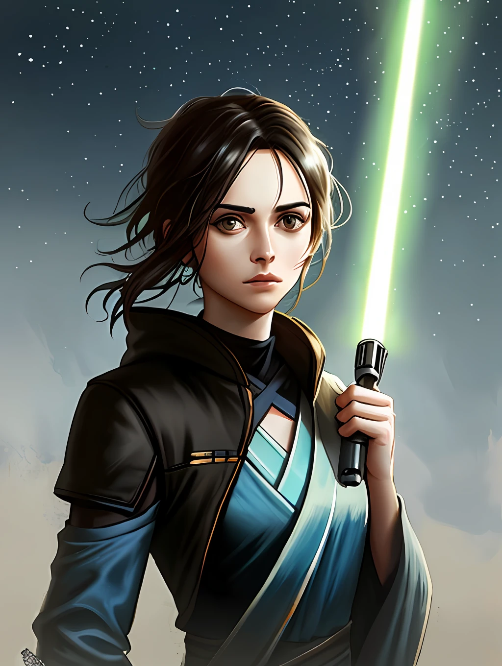 A Star Wars’s Jedi Grandmaster in the style of Mark Demsteader