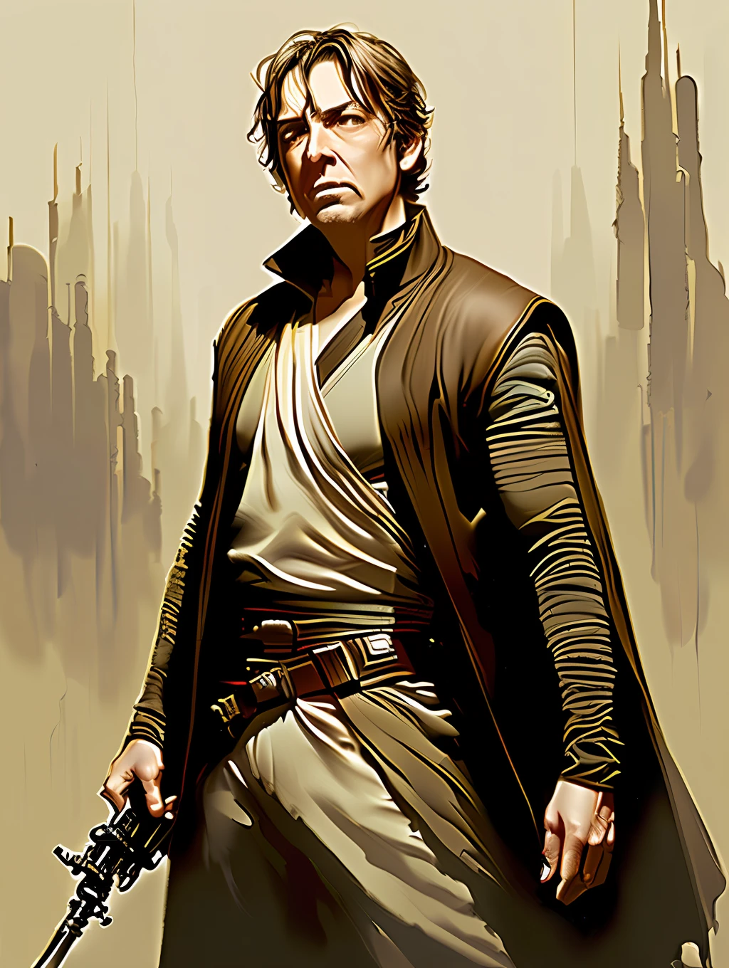 A Star Wars’s Jedi Grandmaster in the style of Mark Demsteader