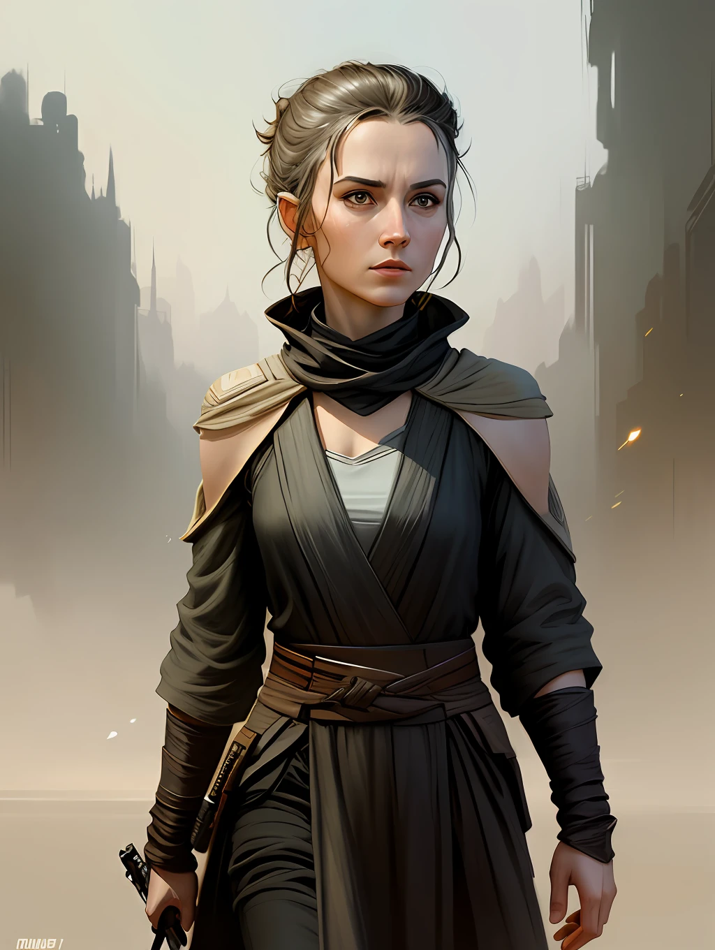 A Star Wars’s Jedi Grandmaster in the style of Mark Demsteader