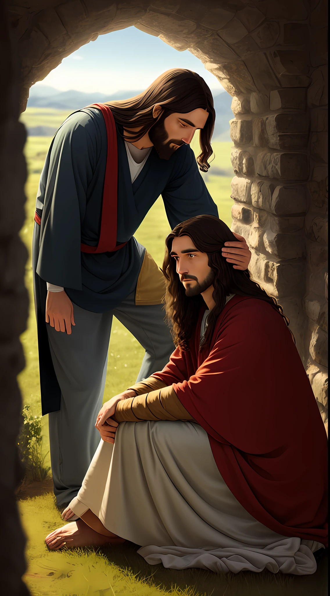 Jesus forgiving and sustaining a person