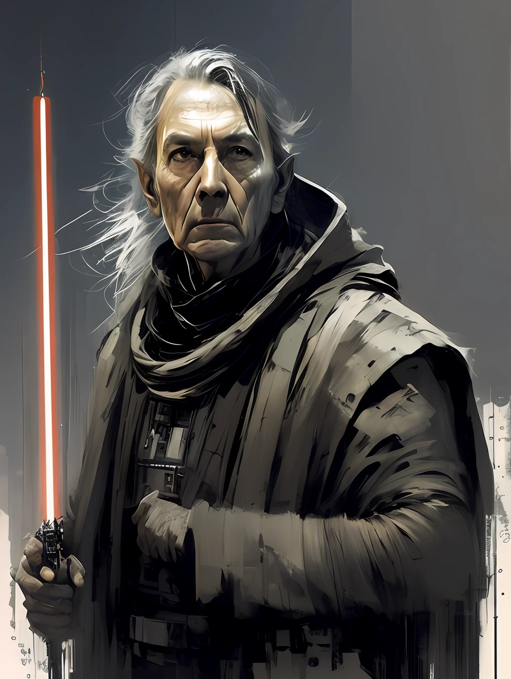 A Star Wars’s Jedi Grandmaster in the style of Mark Demsteader