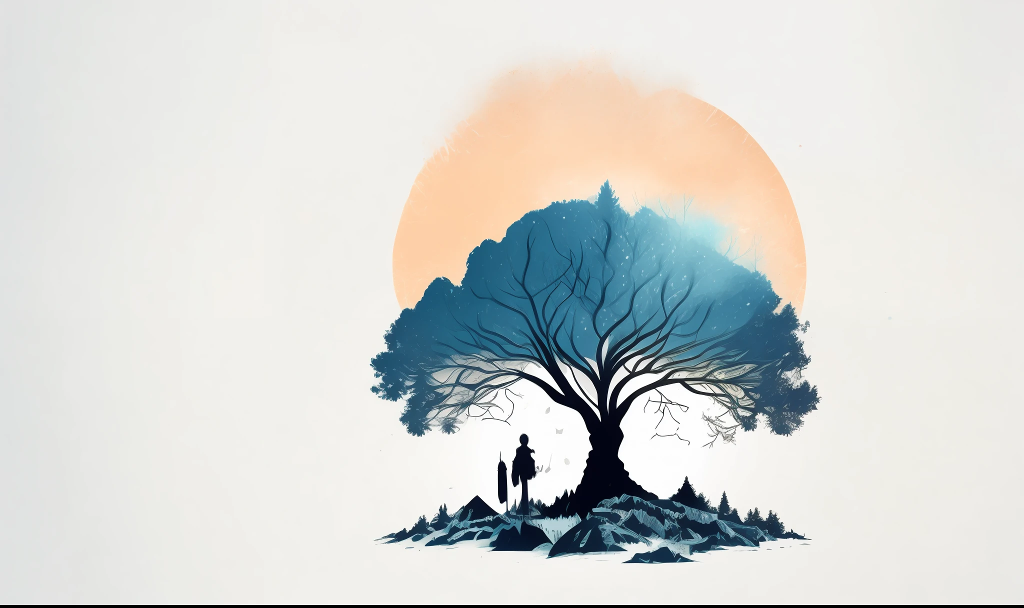 a spruice tree in a winter landscape, tshirt design, rzminjourney, vector-art
