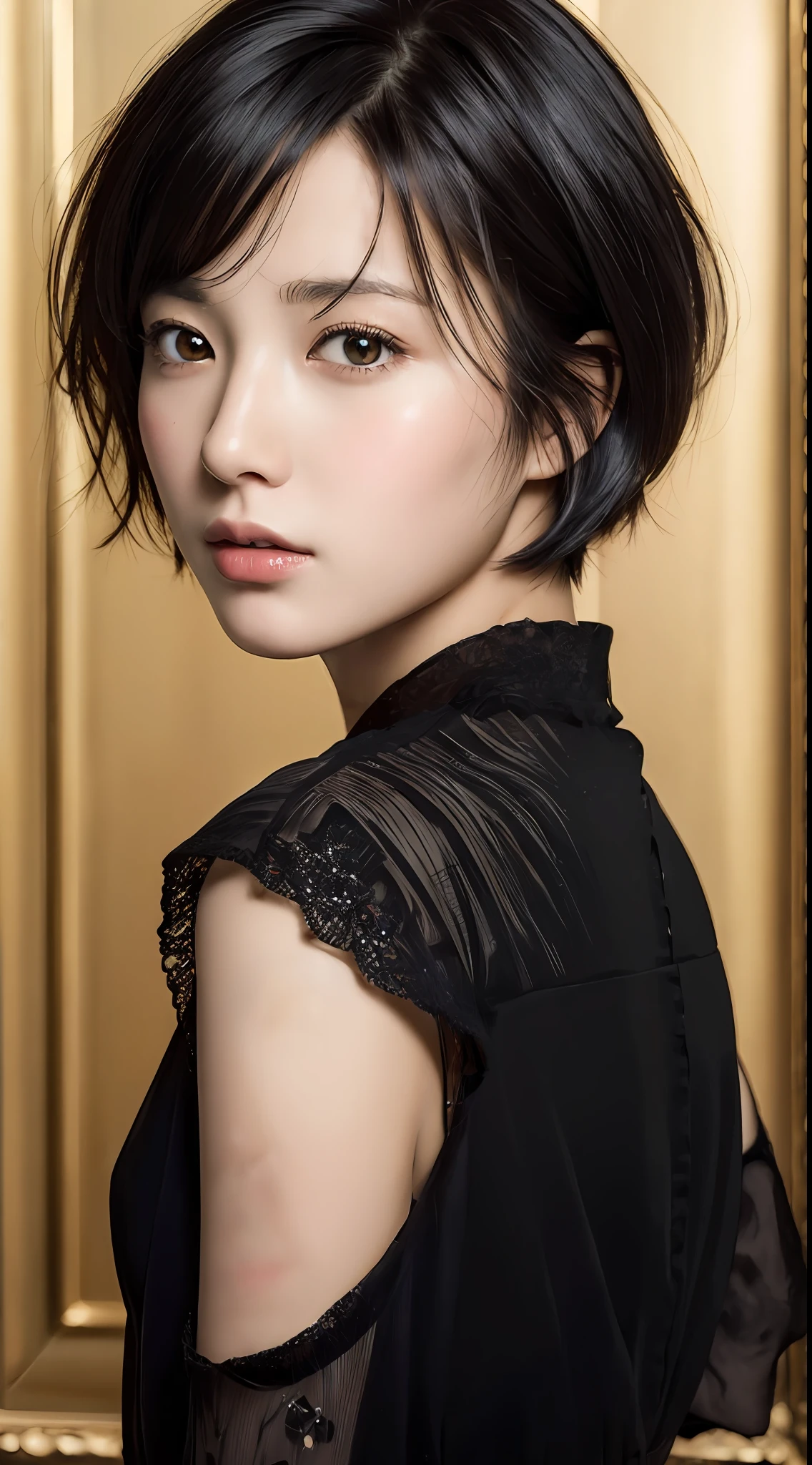 (masterpiece:1.3), (8k, photorealistic, RAW photo, best quality: 1.4), japanese, (1girl), beautiful face, (realistic face), (black hair, short hair:1.3), beautiful hairstyle, realistic eyes, beautiful detailed eyes, (realistic skin), beautiful skin, attractive, ultra high res, ultra realistic, highly detailed, golden ratio,