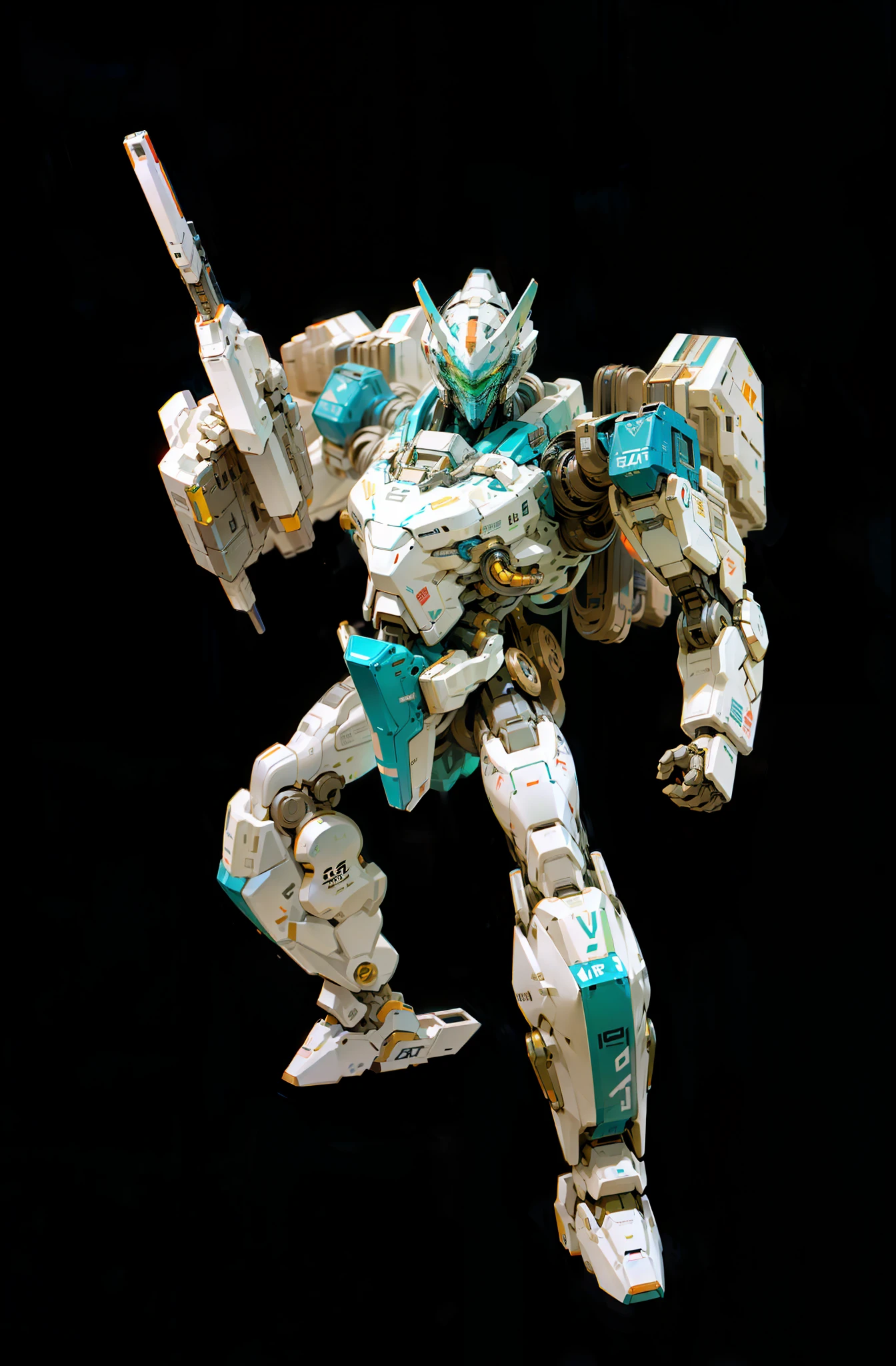 Robot, Epic Robot, White Livery, Green Face, Red Eye, Gun in Right Hand, Strong Sense of Mechanics, Complex, Real, Humanoid Mecha, Roland Zilvenskis 3d Rendering Art, Polycount Contest Winner, Humanoid Mecha, 3D Rendering Stylized, Beautiful Robot Character Design, Mecha Portrait, Mecha, Transformers Style, Realism,