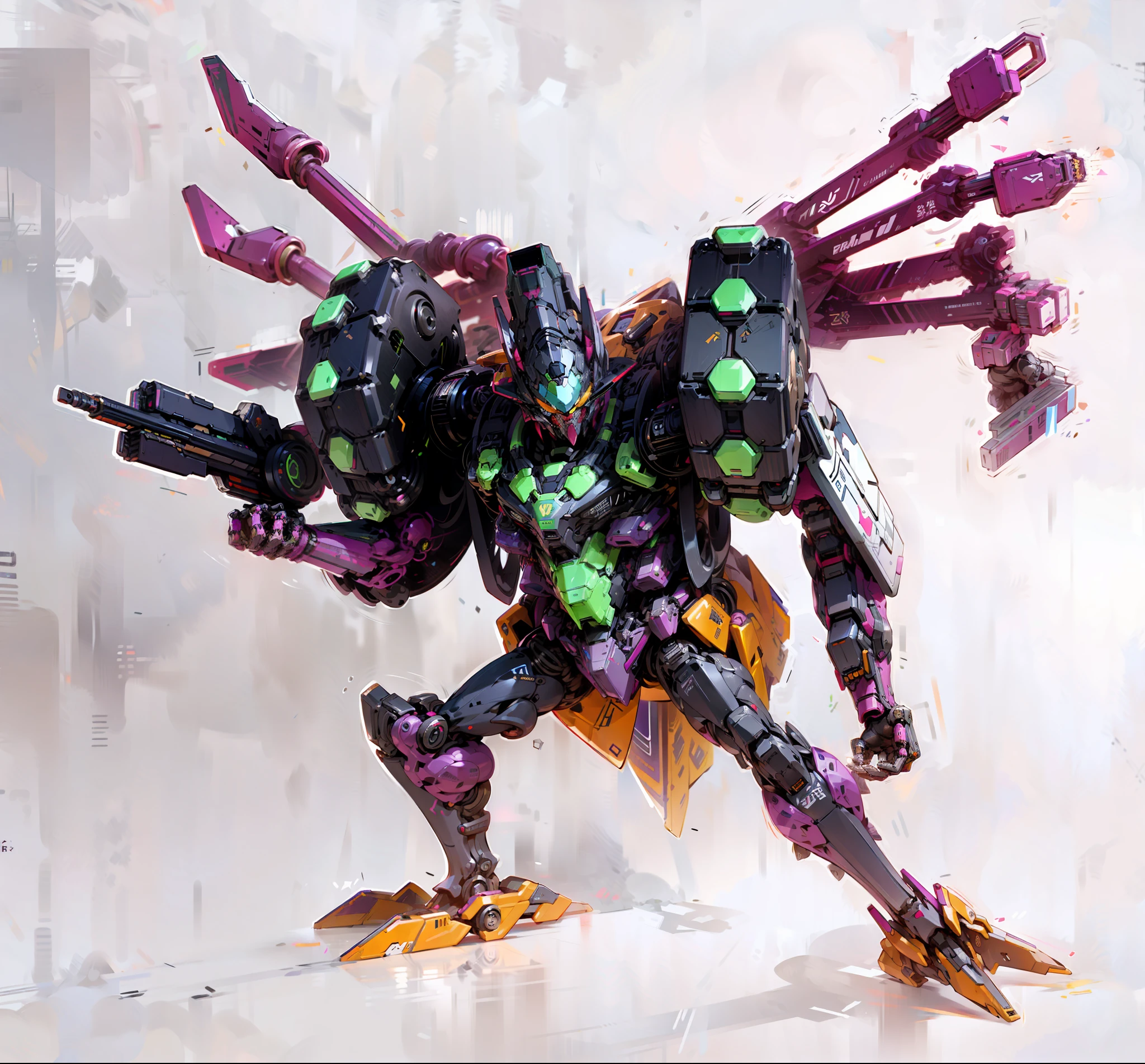 Robot, Epic Robot, Purple Black Livery, Right Hand Gun Hold, Mechanical, Complex, Real, Humanoid Mecha, Roland Ziervinskis 3d Render Art, Polycount Contest Winner, Humanoid Mecha, 3 D Render Stylized, Beautiful Robot Character Design, Mecha Portrait, Mecha, Transformers Style, Realism, Right Hands