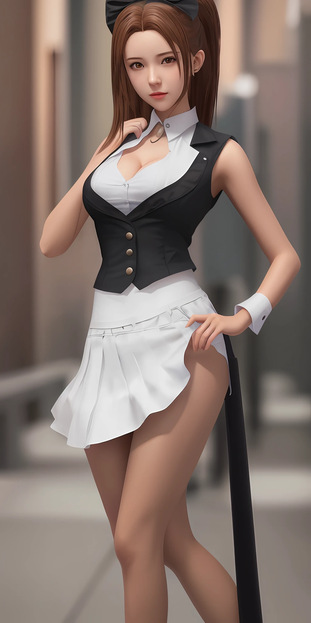 Photorealistic girl rendering, fine details. Girls Frontline, Ultra Realistic Schoolgirl, Realistic Schoolgirl, Maid Outfit,