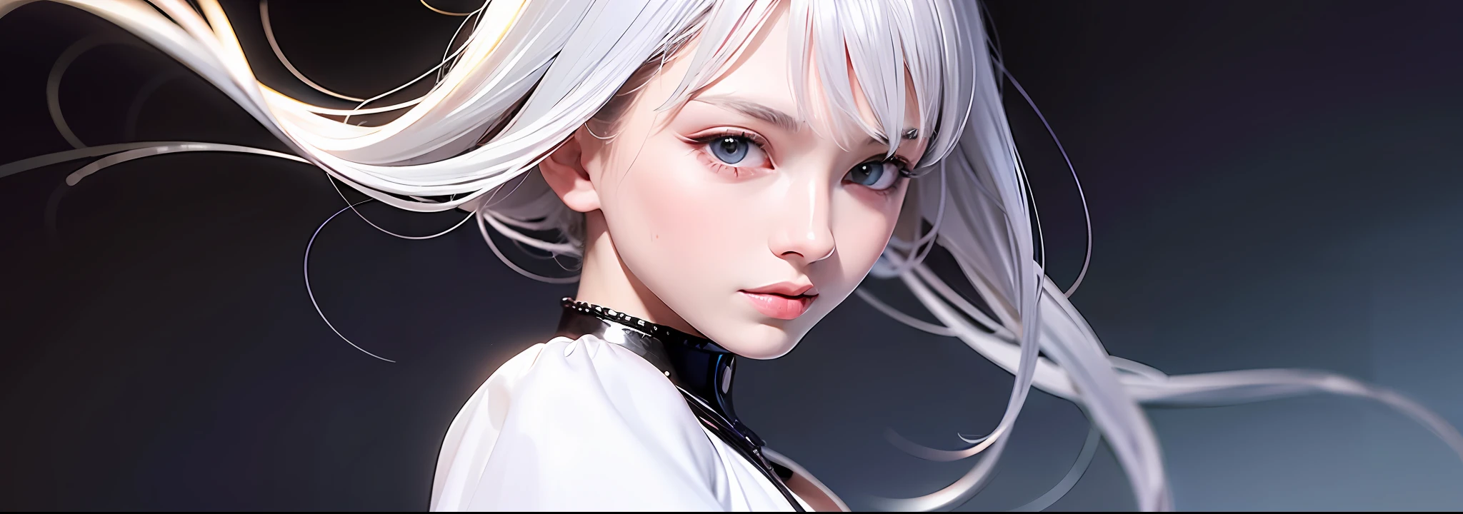 ((masterpiece, top quality, super definition, high definition)), solo, beautiful girl, shining eyes, perfect eyes, , silver theme,
