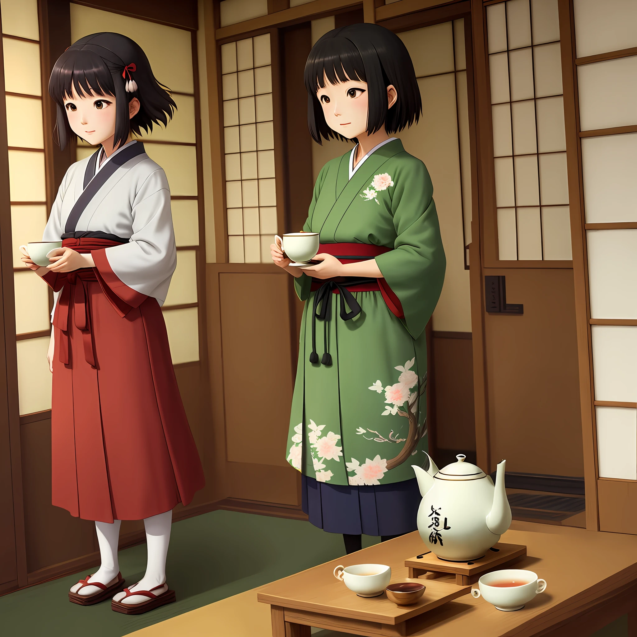 Shoji Ikehara, Japan Folktales, Japan Animation Style, Studio Ghibli Color Chem, Pretty Girl, Tea Room, Rikyu