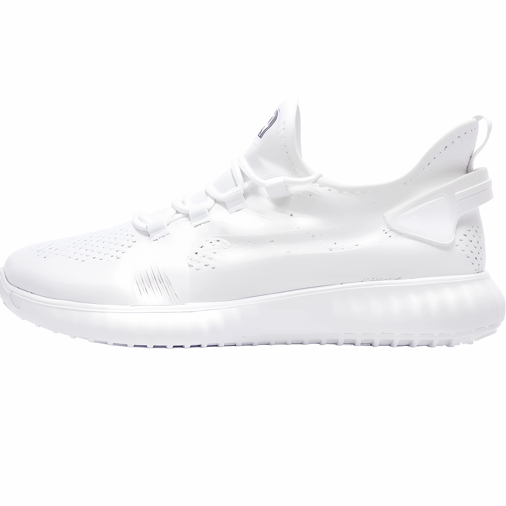 a close up of a white shoe with a white sole, triple white colorway, full lenght view. white plastic, white shoes, all white, wearing white sneakers, front side views full, futuristic sneakers, cool white, front and side views, all white render, white color, white neon, sneaker design, sneaker, pearlescent white, yzy, running shoes