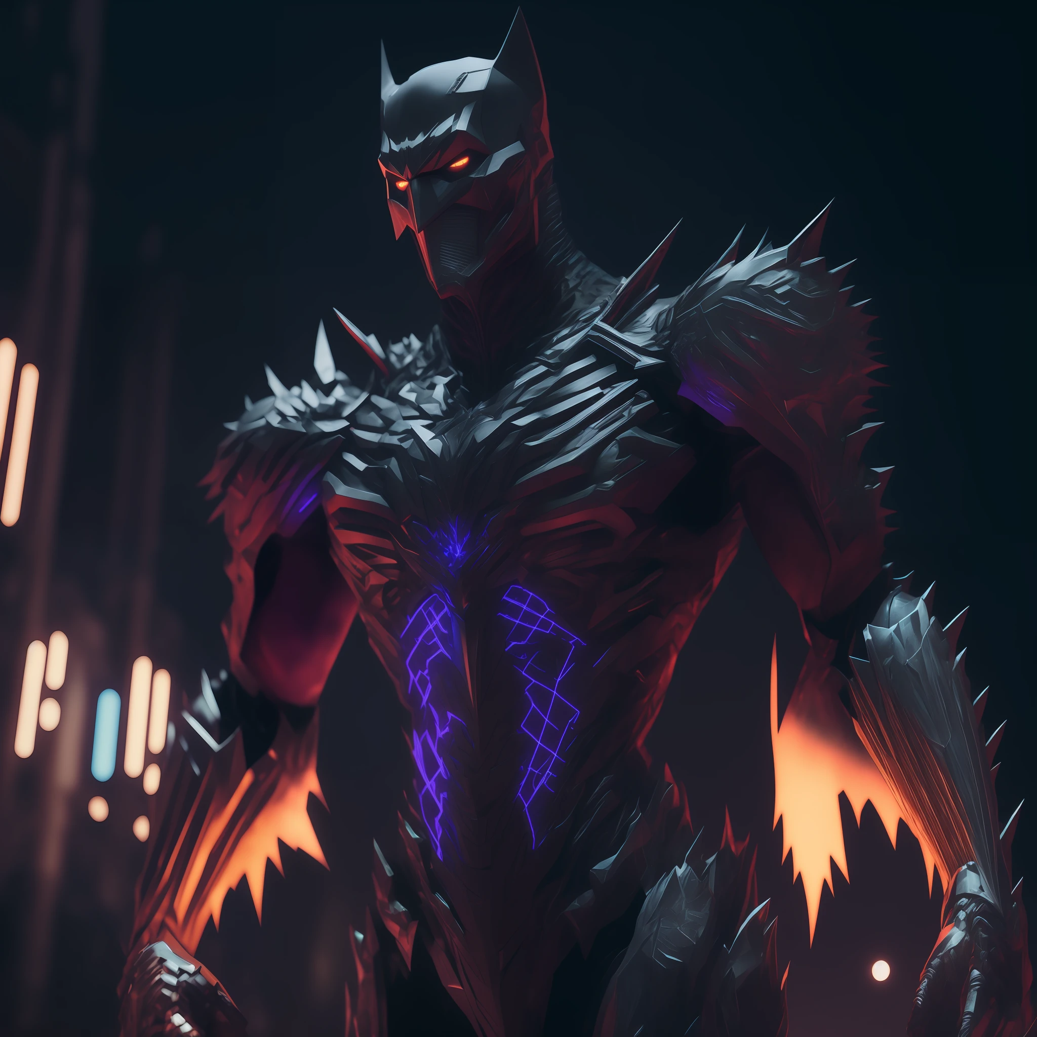 batman statue with glowing armor and glowing eyes in a city, 8k octane render, 8 k octane render, insanely detailed octane render, created in unreal engine 5, cyberpunk batman, 8 k cg render, octane render - 8 k, black octane render, octane render 8 k hdr, rendered in unreal engine 5, 8 k 3 d octane render, octane render cinematic