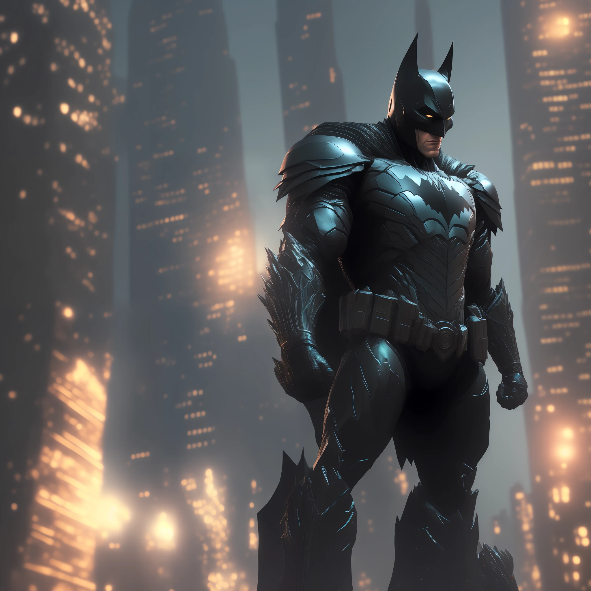 batman statue with glowing armor and glowing eyes in a city, 8k octane render, 8 k octane render, insanely detailed octane render, created in unreal engine 5, cyberpunk batman, 8 k cg render, octane render - 8 k, black octane render, octane render 8 k hdr, rendered in unreal engine 5, 8 k 3 d octane render, octane render cinematic