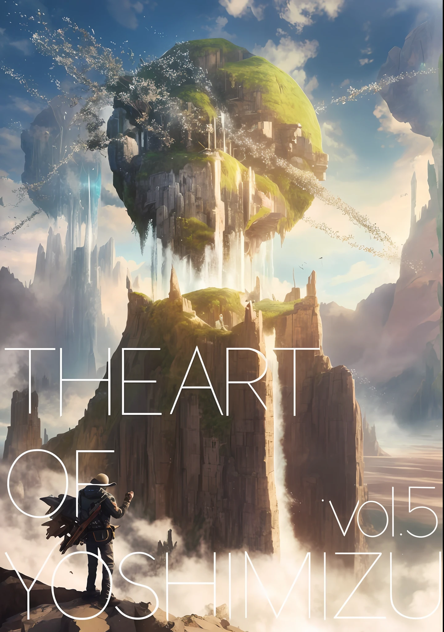 A picture taken from a video game of a man standing on a cliff, Unreal Engine 5 art, WLOP and Greg Rutkowski's art, WLOP's art, masterpieces in ArtGerm, ArtGem and Beeple, ArtGerm and Atey Ghailan, Aaron Hain's art, Paul Lehr and Beeple's art, WLOP art, 8K, high quality