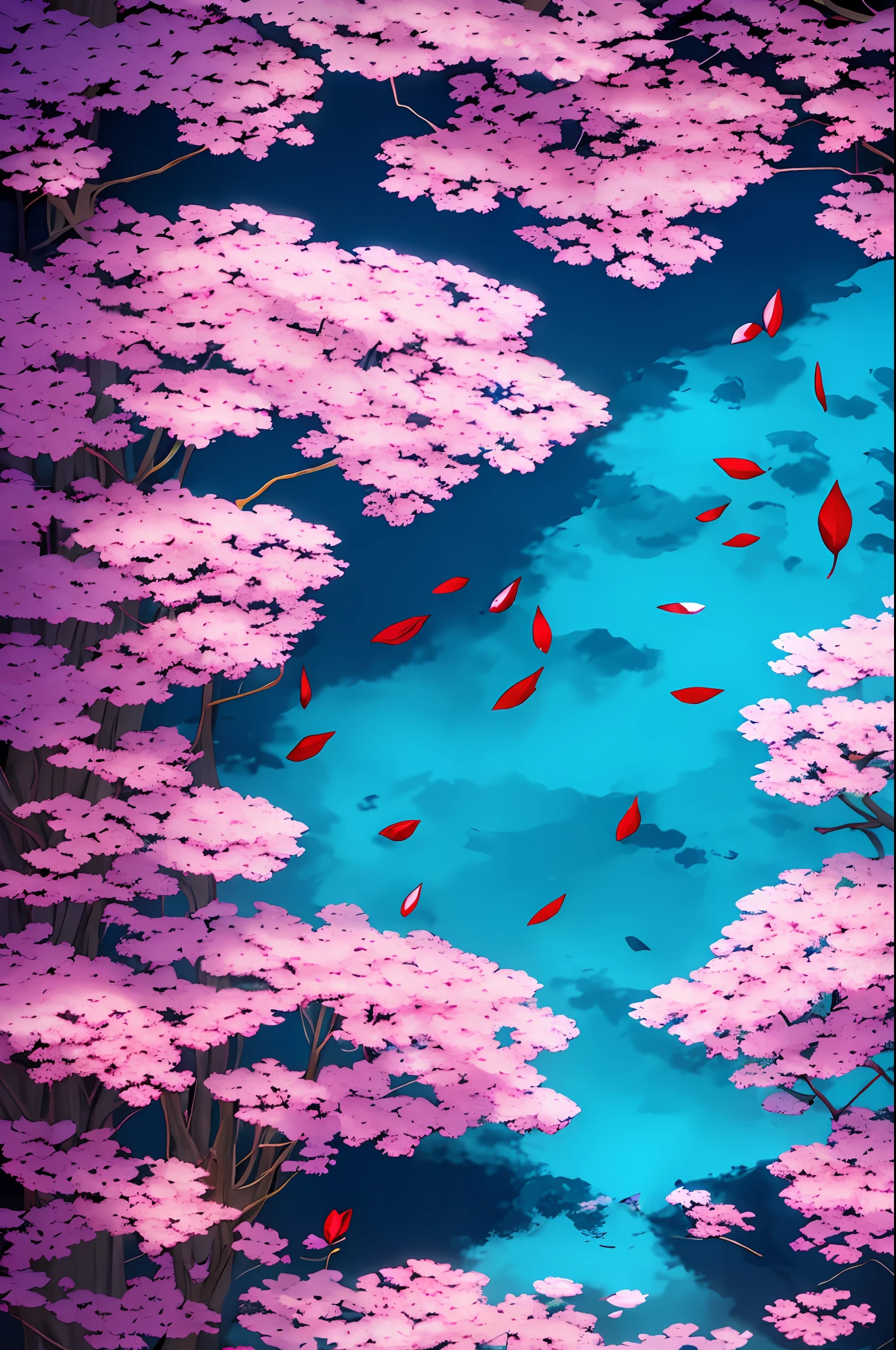 Masterpiece, top quality CG Unity 8K wallpaper, super detailed, (best illustration), (best shadow), blue sea, landscape with delicate leaf petals falling in the light of the air, super detailed --auto