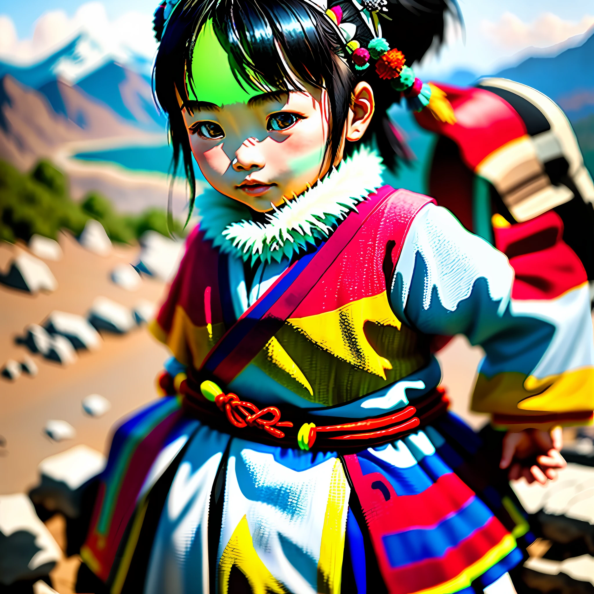 /imagine prompt: color photo of a Miao girl, detailed descriptions of her traditional dress and stunning beauty, surroundings include a mountainous region and a few silver accessories that are characteristic of her ethnicity, the atmosphere is vibrant and lively, captured with a DSLR camera, using a prime lens and flash photography to bring out the details. No connection words needed. —c 10 —ar 2:3
