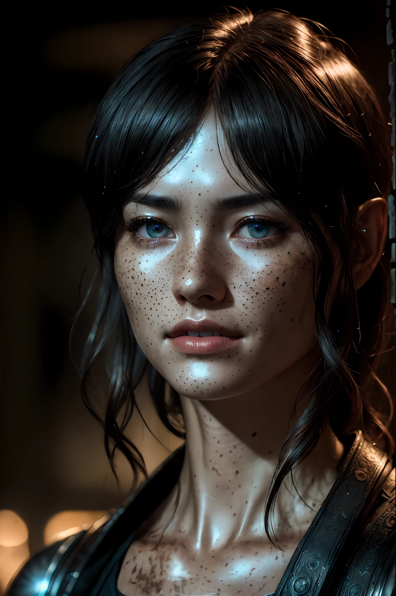 Film, ((Face close-up)), best quality, sharp graphics, diffuse light, (The detail is clear for every hair on the face), 1elf, angelic, sexy, nsfw, sexy woman, depth of eyes, (go, fantasy, (beautiful illuminated eyes), realistic photo, hdr, nikon d850, ((vibrant, realistic photo, realistic, dramatic, sharp focus, 8k)), (light freckles: 0.6), subsurface dispersion, sharp, retouched and complex details, by Greg Rutkowski, by (Jeremy Lipking,:0.8), ((junji ito)), by ralph bakshi,((Silent Hill)), HR Giger, Beksinski, (complex details: 1.12), hdr, (intricate details, hyperdetailed:1.15), apocalyptic background, background stuff, highly detailed, (dark:1.3), dark, faded, hdr, (fantastic atmosphere:0.8)