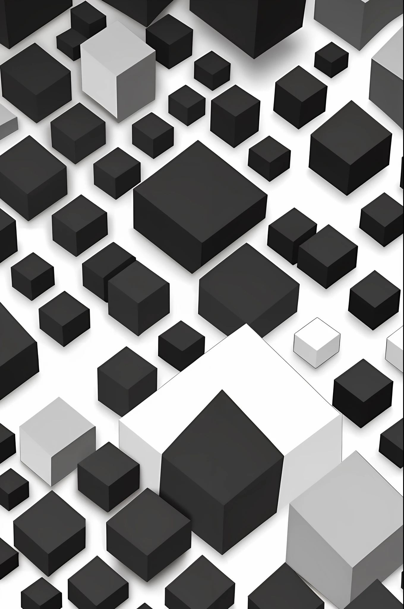 Wallpaper with white background, with black geometric shapes