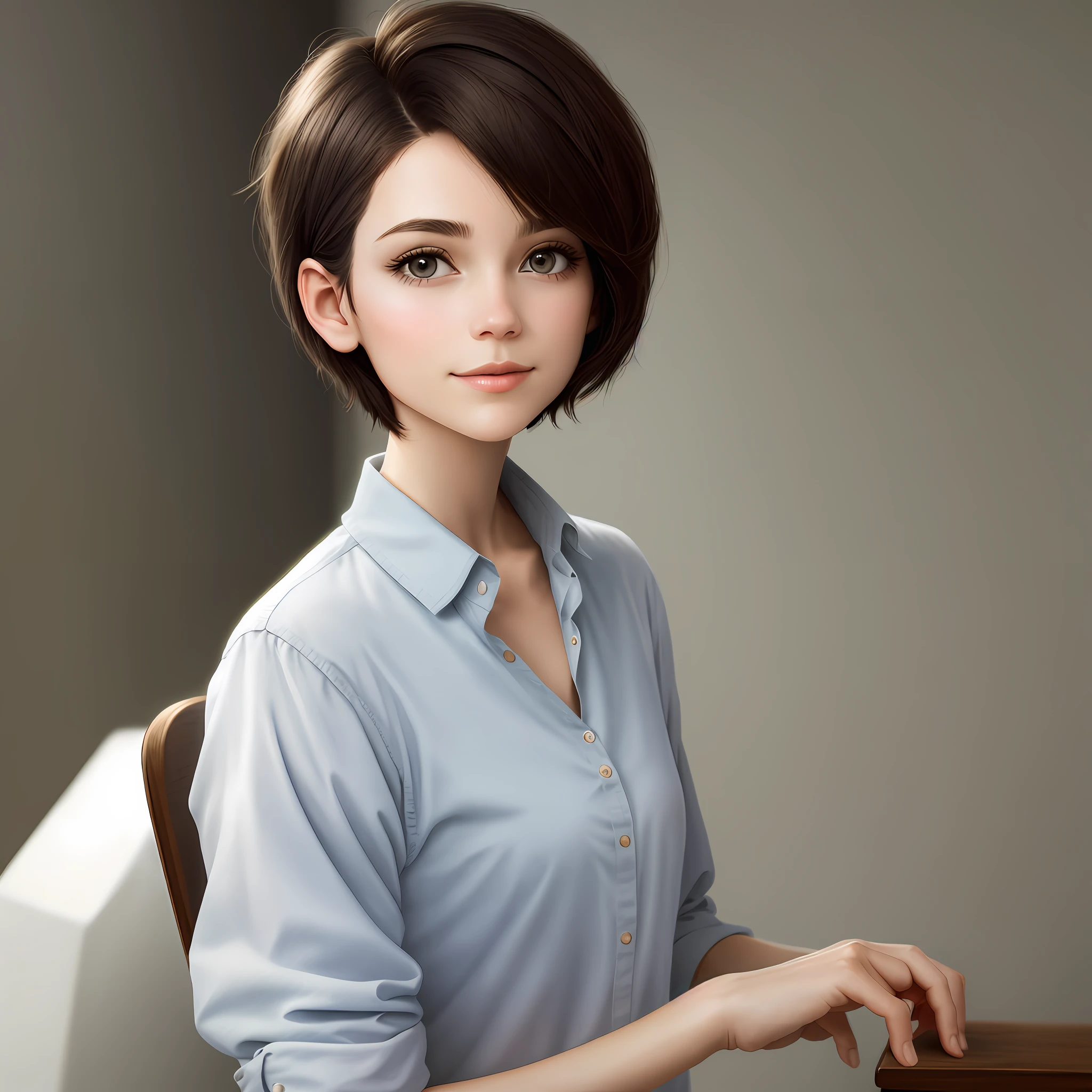 Neat, beautiful, short hair.