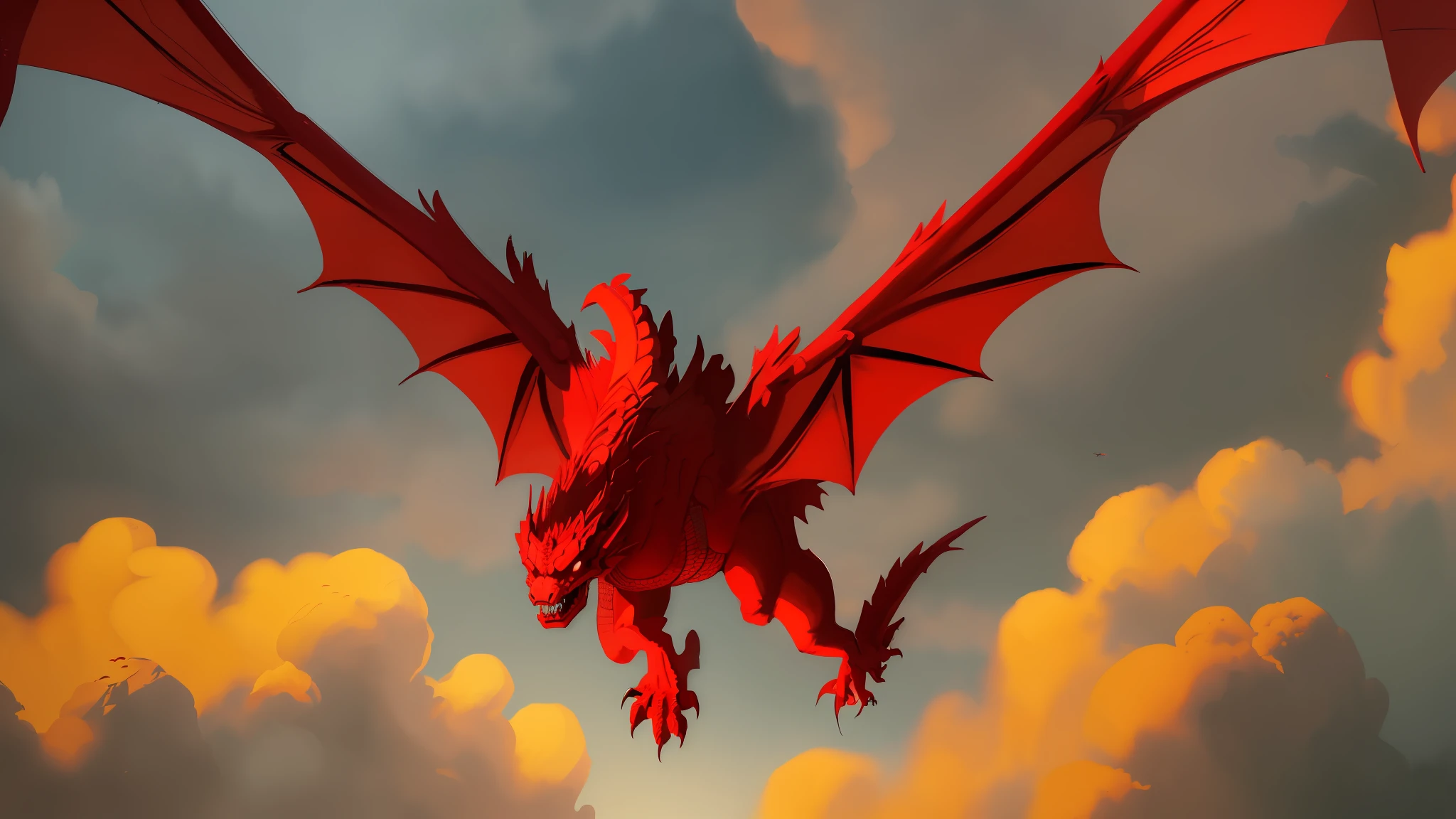 there is a red dragon flying through the air with its wings spread, big red dragon flying above them, red dragon, dragon flying, dragon flying in the background, a red dragon, dragon flying in the sky, godrays digital painting, flying dragon, wyvern, firebreathing dragon, dragon flying in sky, d & d digital painting, fire dragon, drogon
