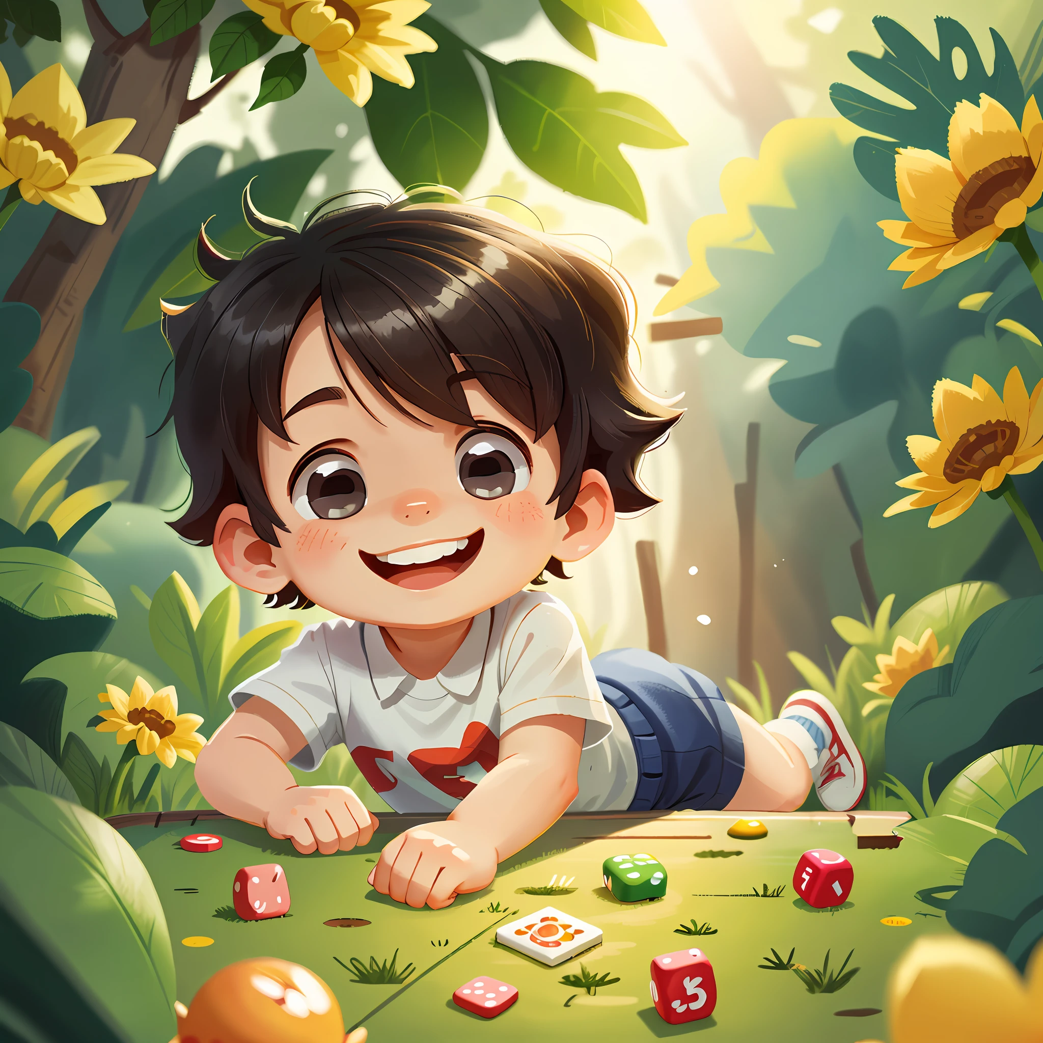 A  playing Go, ((Go)), smiling