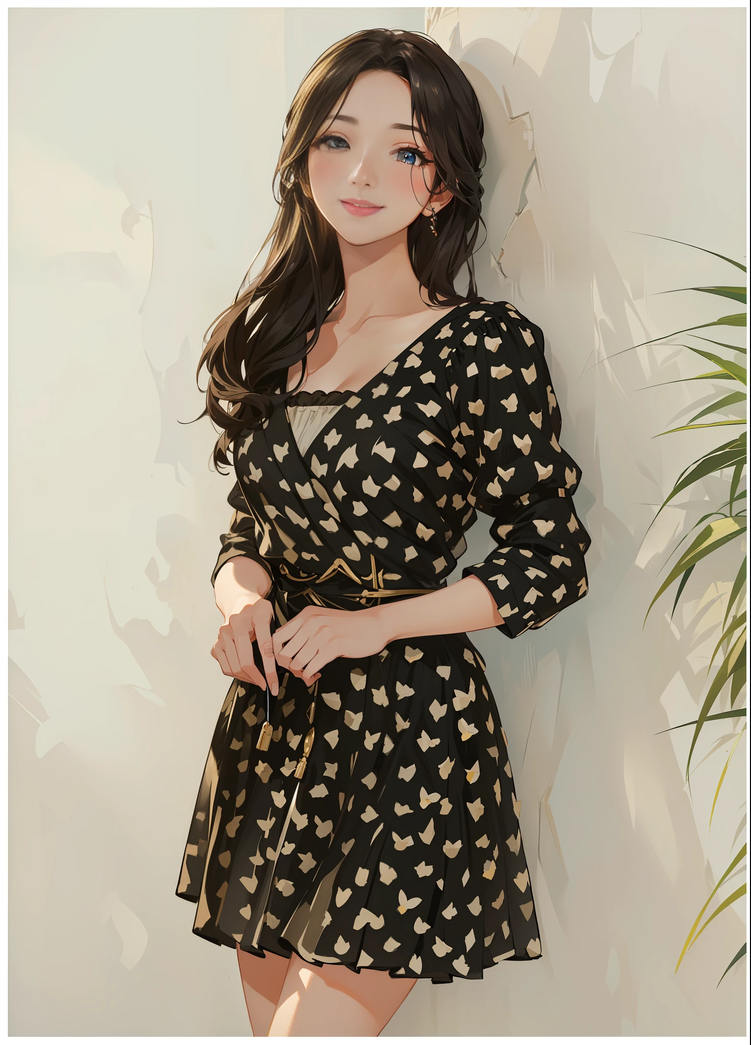 (4k)(extremely detailed), (best illustration), (beautiful detailed eyes), (best quality), (masterpiece), (wallpaper), (detailed face), close her eyes, smile