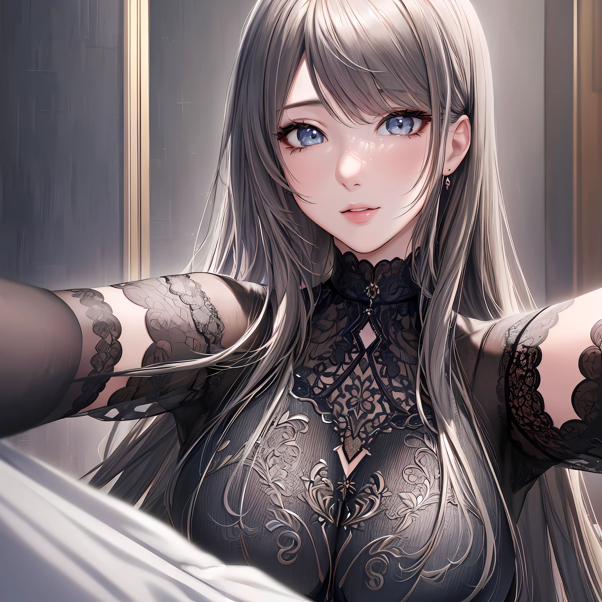 (original) , (very detailed wallpaper) , (best quality) , (masterpiece) , photographic reality, realistic, very detailed illustrations , beautiful eyes, (delicate face) , perfect detail, (best lighting) , (super complex details) , ultra-detailed, 
kogal,((selfie)), ((black suit1.5)), 
4K unified, (super detailed CG: 1.2) , (8K: 1.2) , realistic, octane rendering