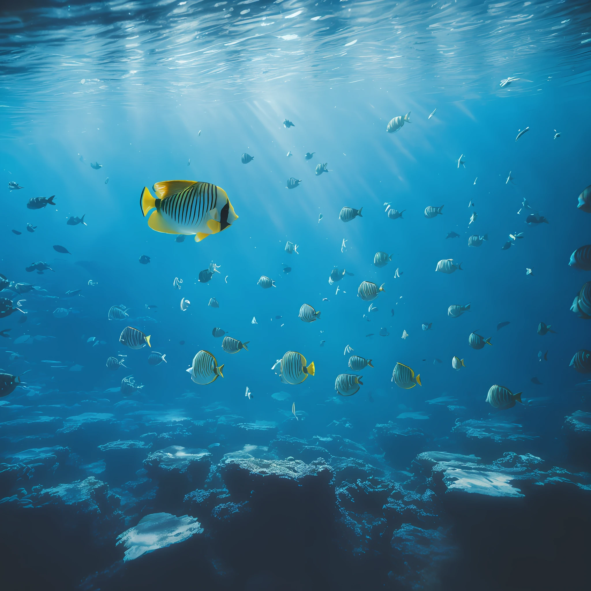 Underwater photo of fish 8k uhd, dslr, soft lighting, high quality, film grain, Fujifilm XT3