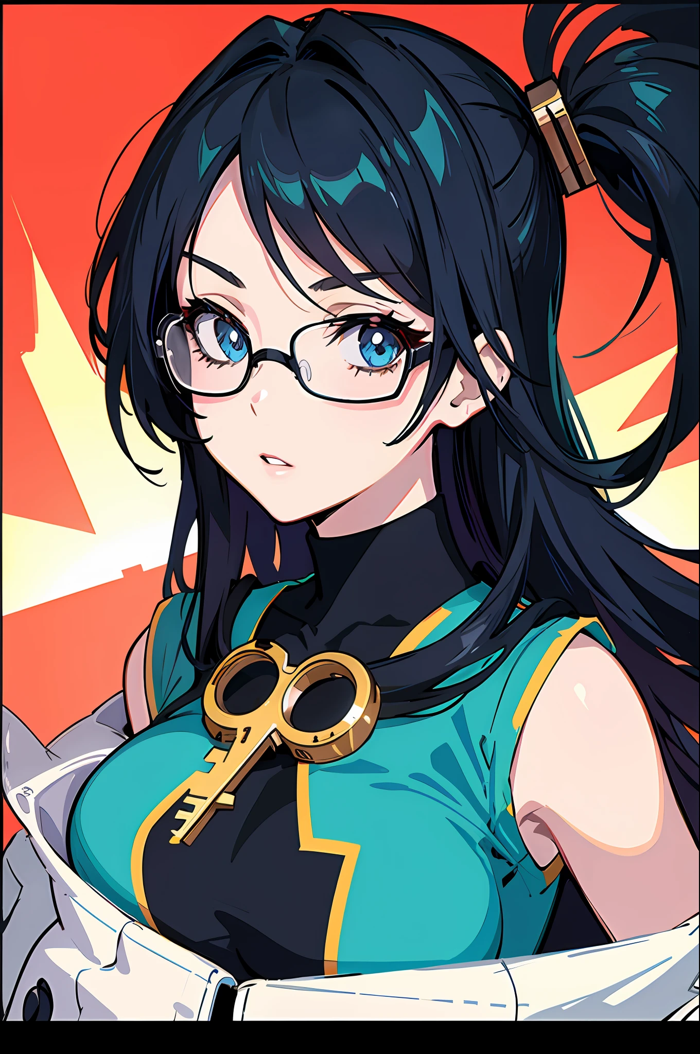 anime style beautiful women, solo woman, shopping, flat vector art, upper body, glasses, big breast, face, viewfinder, illustration, concept art, anime, key visual, trending pixiv fanbox