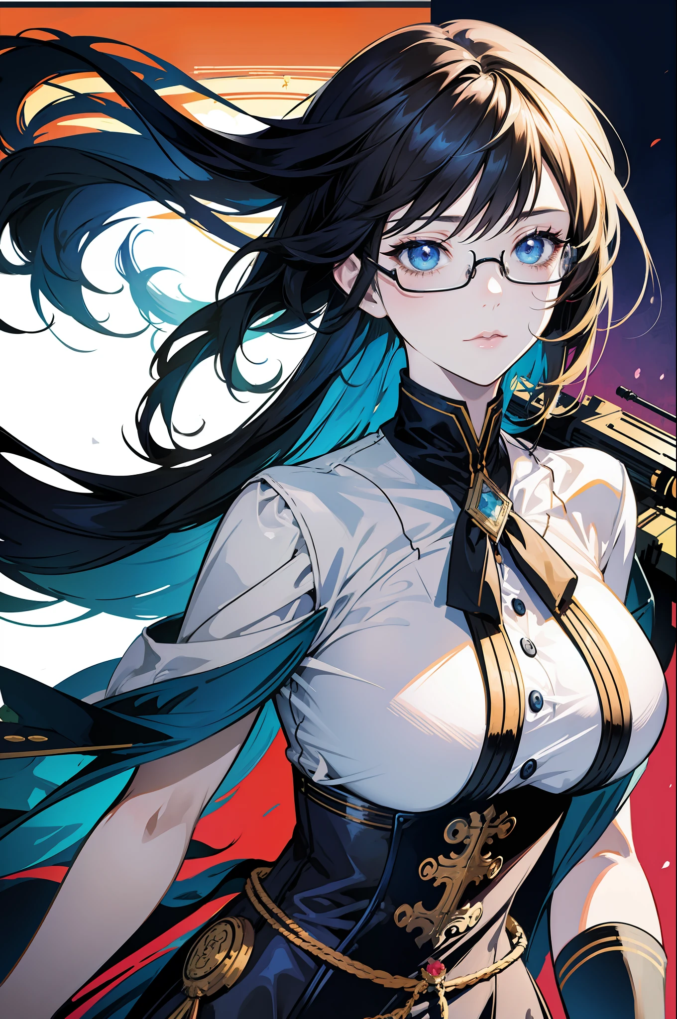 anime style beautiful women, solo woman, shopping, flat vector art, upper body, glasses, big , face, viewfinder, illustration, concept art, anime, key visual, trending pixiv fanbox