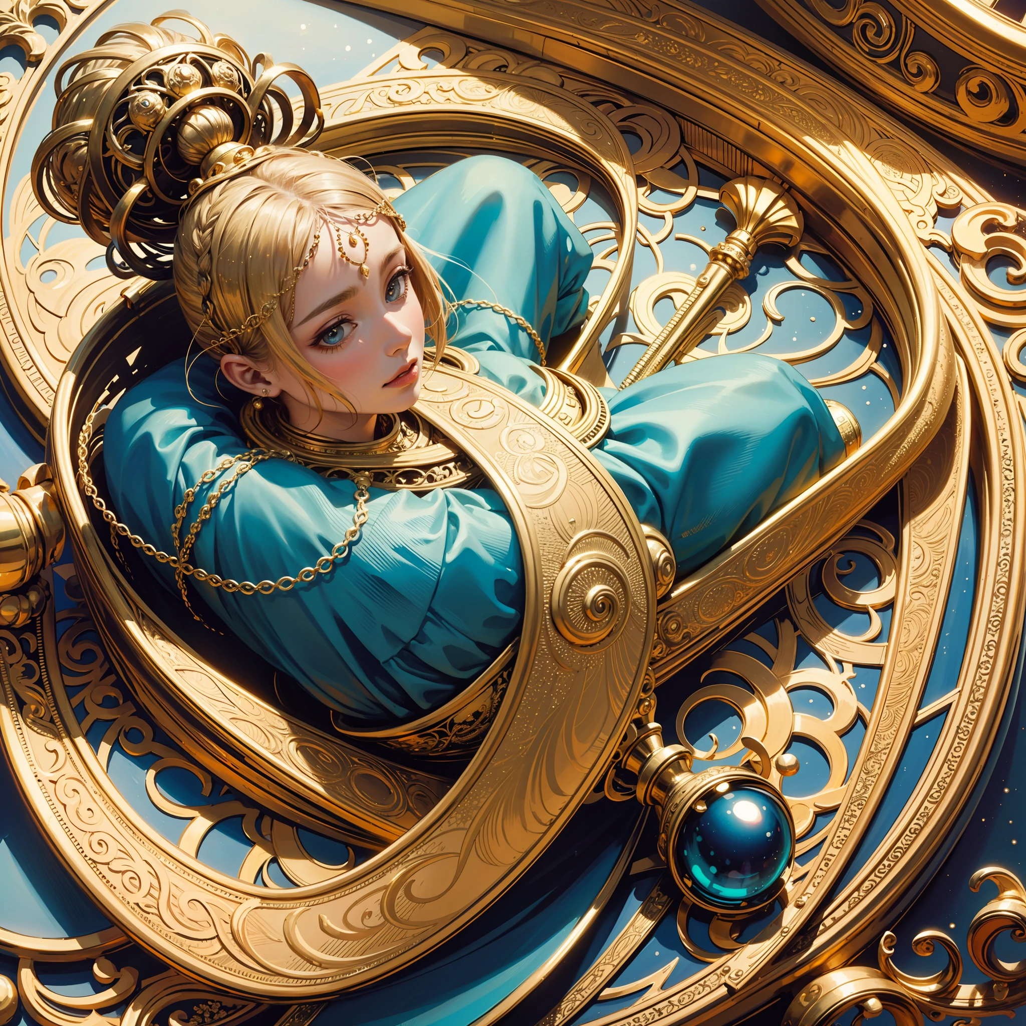 PerfectNwsjMajic,(masterpiece, top quality, best quality, official art, beautiful and aesthetic:1.2), (1girl), extreme detailed,colorful,highest detailed, official art, unity 8k wallpaper, ultra detailed, beautiful and aesthetic, beautiful, masterpiece, best quality, (zentangle, mandala, tangle, entangle) ,holy light,gold foil,gold leaf art,glitter drawing,