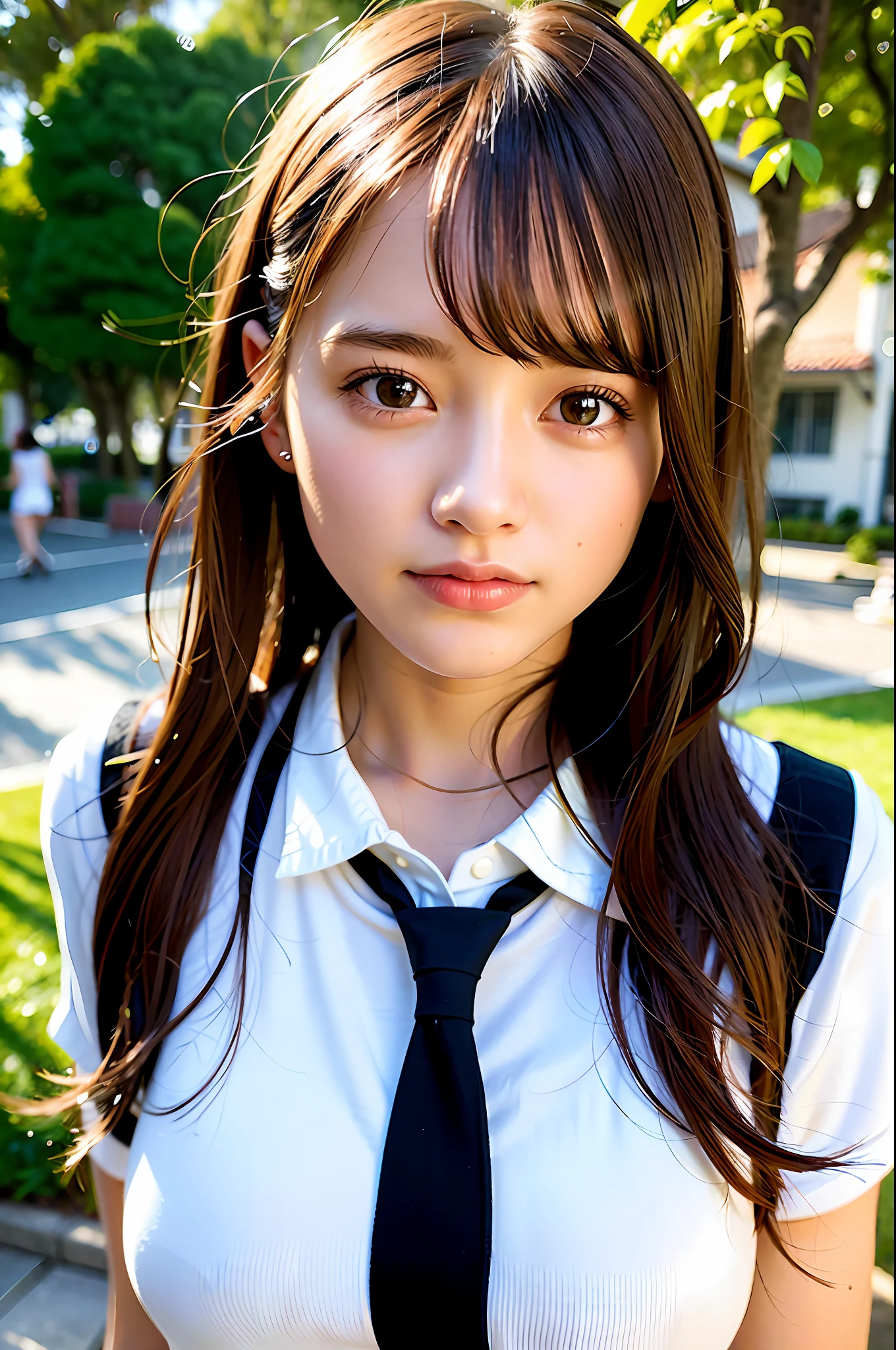 Schoolgirl, top quality, ultra high resolution, (photorealistic: 1.4), one girl, viewer, close-up