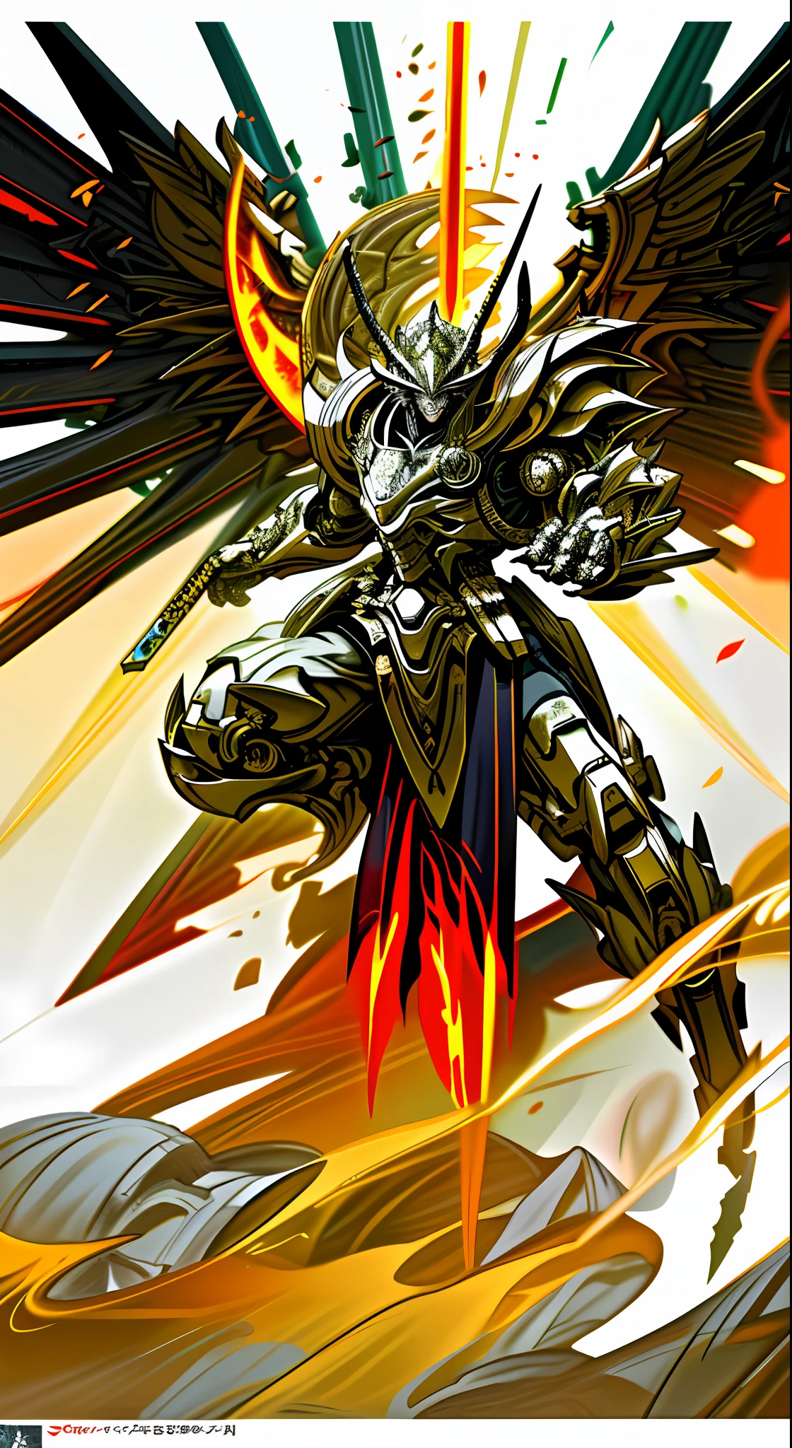 Cyberpunk, Dragon in Fire, Mythical Color, Mecha, Maiden, Cuirass with Clear Flame Pattern, Mythology, Dragon, Battle, Great God Series, Shock Composition, Master Works