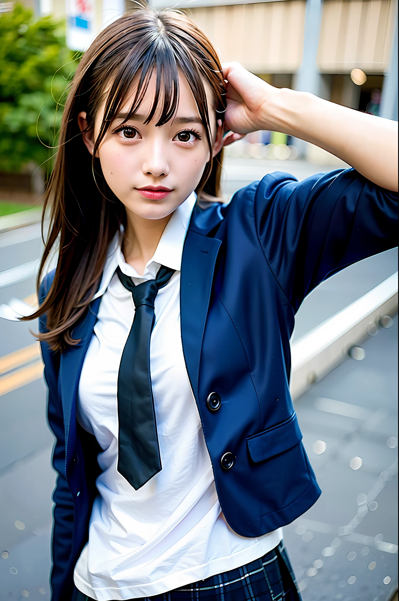 Schoolgirl, top quality, ultra high resolution, (photorealistic: 1.4), one girl, viewer, close-up
