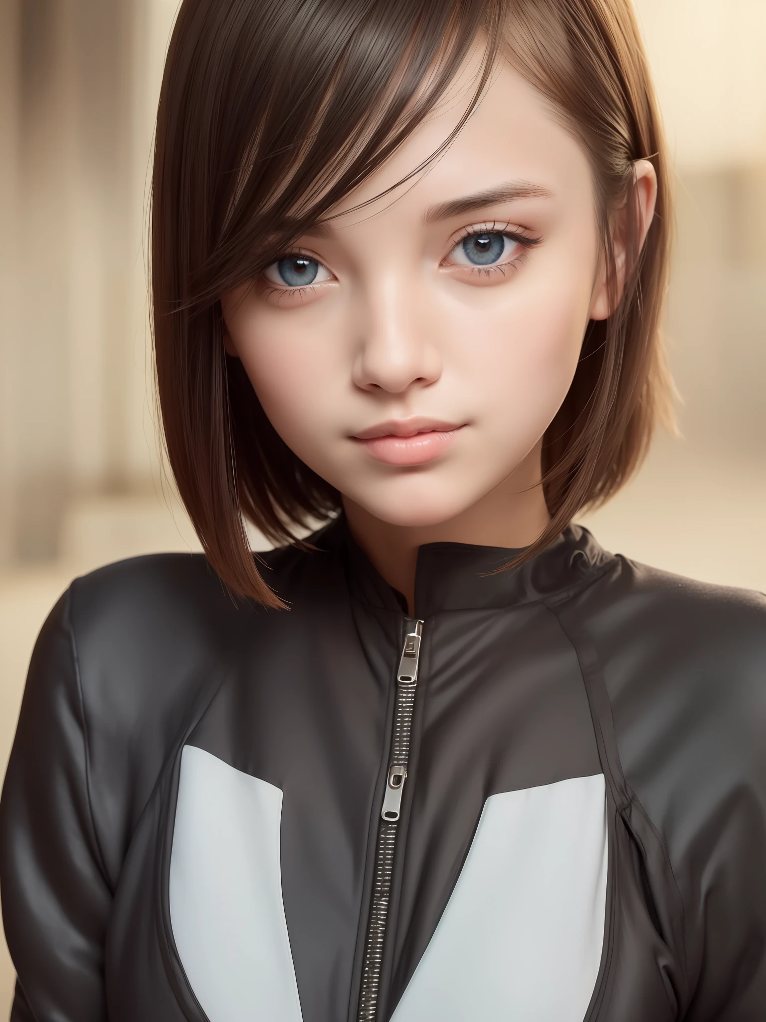 (RAW photo:1.2), (photorealistic:1.6),(masterpiece:1.3),(best quality:1.4), dreamlike,

((detailed eyes)),(detailed facial features), (detailed clothes features), (realistic skin),

(slender girl),(slim girl), 1girl,solo, VirtualGirl-Aim, (straight hair, (short hair), black hair),black hair

(beautiful eyes),A charming smile,small breasts, outdoors,(jumpsuit:1.4),(real skin texture),

symmetric eyes,cute, dynamic pose,(realistic eyes:1.4), sweet smile,

(looking at camera:1.5),