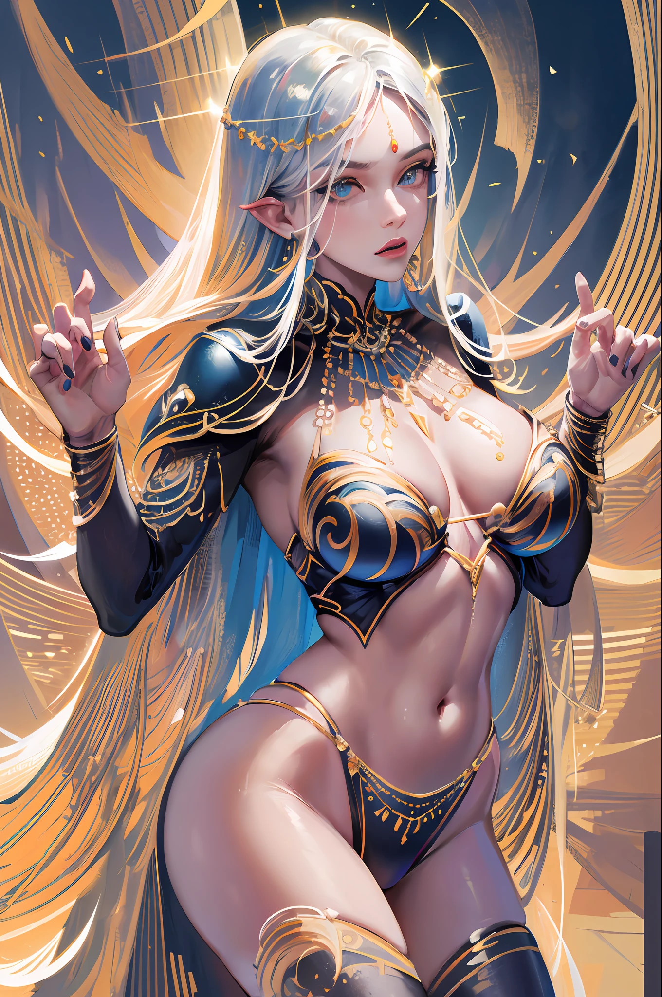 masterpiece:1.2, best quality) best quality, masterpiece, ultra-high resolution, realistic, ultra-realistic detail, sharp focus, (real picture, meticulously crafted, depth of field), ((masterpiece, super-fine, super detailed, high resolution)), solo, beautiful girl, sparkling eyes, perfect eyes, 20 years old, platinum theme, high detail, perfect face shape, perfect body, oversize model, mature woman, tall long legs, big breasts, Volop and Roslavs, Volop and Sakimikan, extremely detailed footage of the goddess, beautiful fantasy queen, 8k,