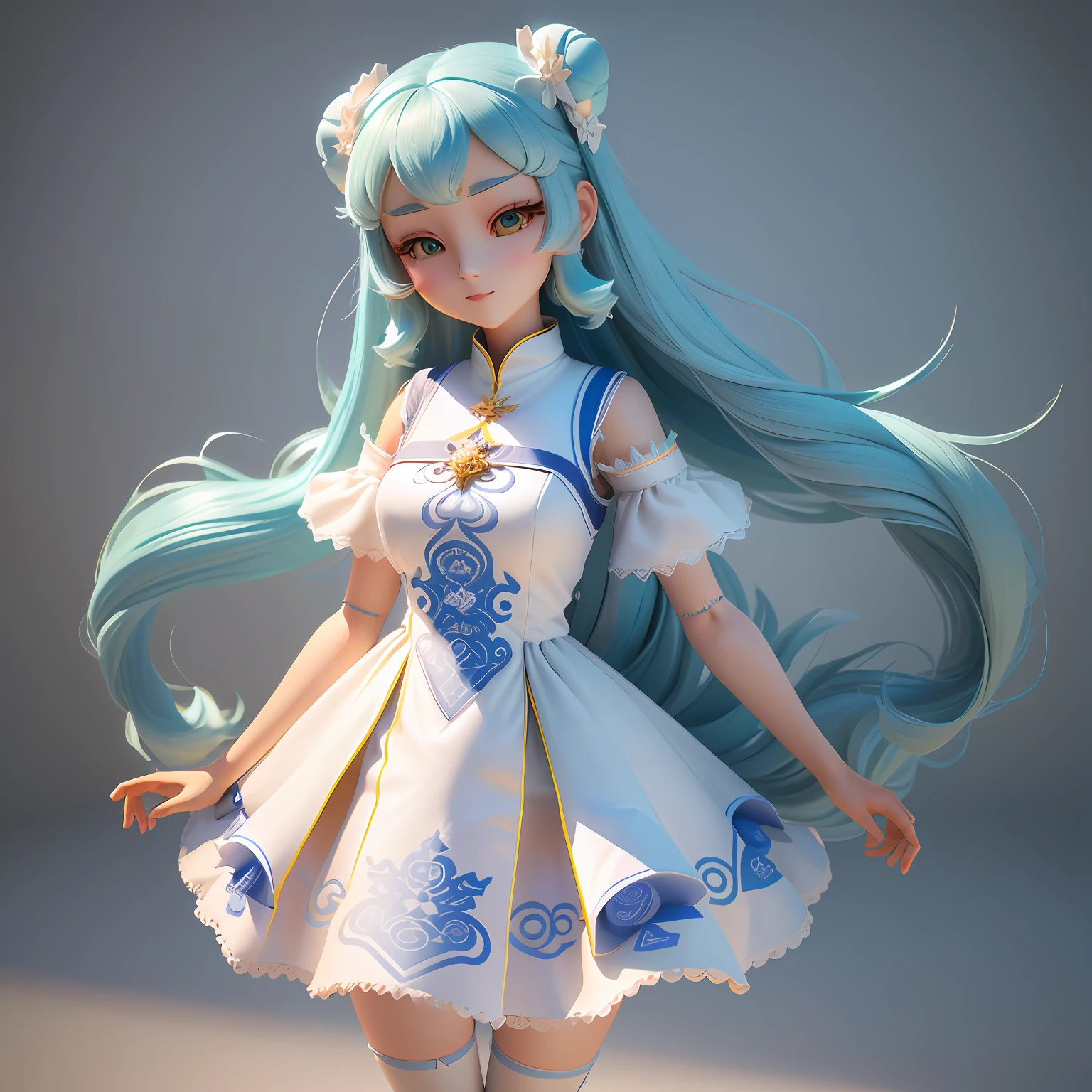 Front view, round, throw pillow, cyan items, 3d modeling, no other items placed, mooncake shape
