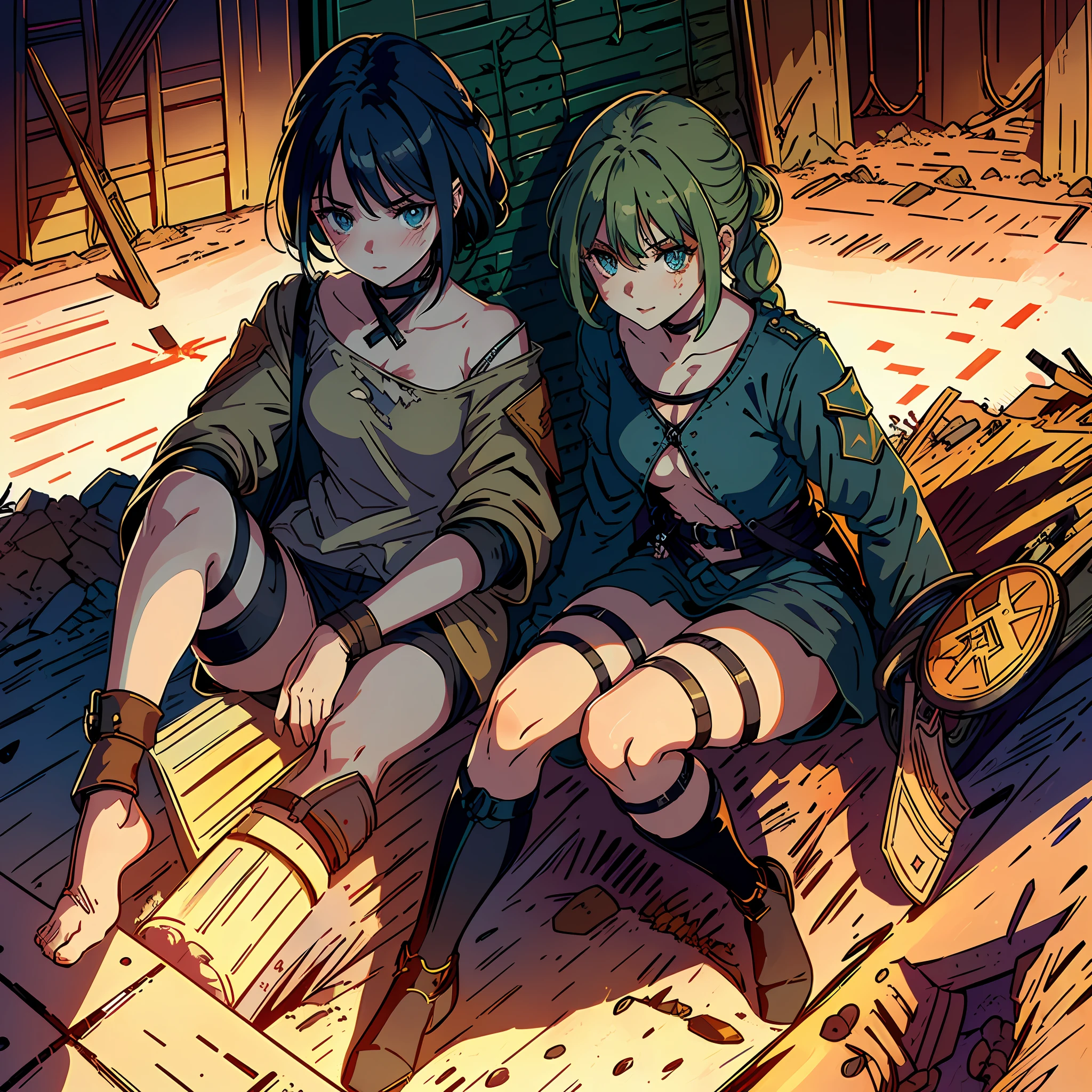((masterpiece))), (((best quality))), ((ultra-detailed)), ((highly detailed CG illustration)), ((extremely delicate and beautiful face)),(masked ), cinematic light, absurd clothes, 1 young girl,( (character sheet)), concept art, ((full height)), (masterpiece:1.2), (best quality:1.3), (single background, white background: 1.3),( CHARACTERS OF THE POST-APOCALYPTIC WASTELAND WORLD)))), (( Characters WANDERERS RAIDERS)), ( MAD MAX concepts))))), (( beautiful face)), (( quality face)),  (((beautiful anime eyes of the characters))) , ( high-quality anime eyes of the characters), (((quality anime pupils)), (((beautiful anime pupils)), (( beautiful shape of anime eyes)) , (( beautiful shape of anime pupils)), (( all faces with anime eyes)), ( simple anime eyes of the characters))))) ( bare skirt))) (( without panties)) , wet skin, water , ((( very erotic pose))) , ( post-apocalyptic wastelands)))), crossout frenzied, bright hair, (((very torn clothes))), atmosphere  post-apocalyptic world, ((( fight girls))))) , ( fight girl)))) , (((( hold the dru's friend by the clothes))), (( tear each other's clothes)))) , (((( pull clothes))), ( naked torn clothes))))))), ( (( evil))))) , (( covers the body)) , ( extremely embarrassed face))), ( excited))) , (dodges explosions))) , ( Character of the post-apocalyptic world))), ( shoots an explosion from his hand)))), (( lies on the ground)))), ((torn clothes)), (((((sitting in the trenches)))), (((looking at each other)))