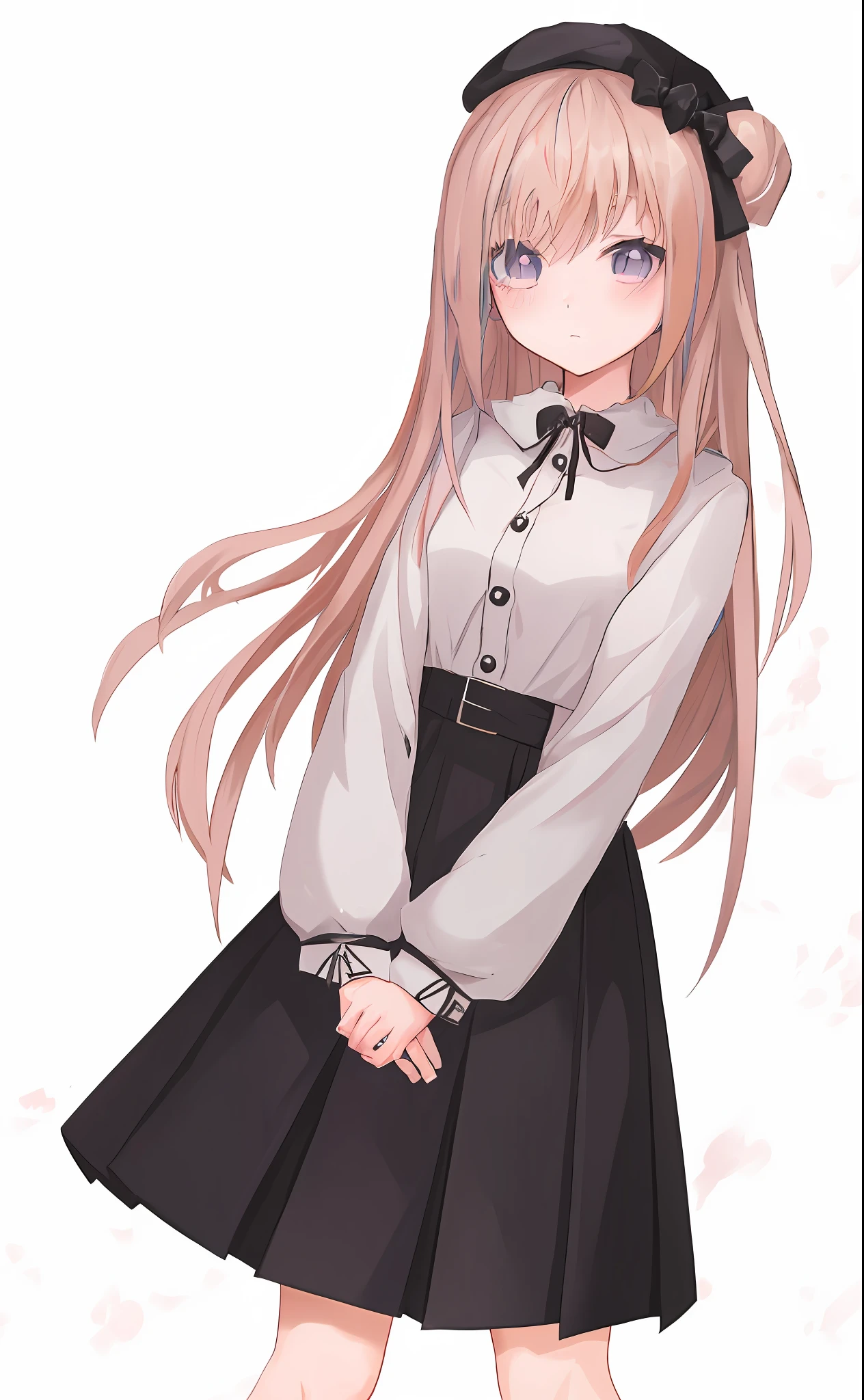 anime girl in a school uniform with a bow and a black hat, anime girl with long hair, anime visual of a cute girl, anime moe artstyle, an anime girl, young anime girl, anime girl wearing a black dress, (anime girl), loli in dress, cute anime girl, blonde anime girl with long hair, marin kitagawa fanart