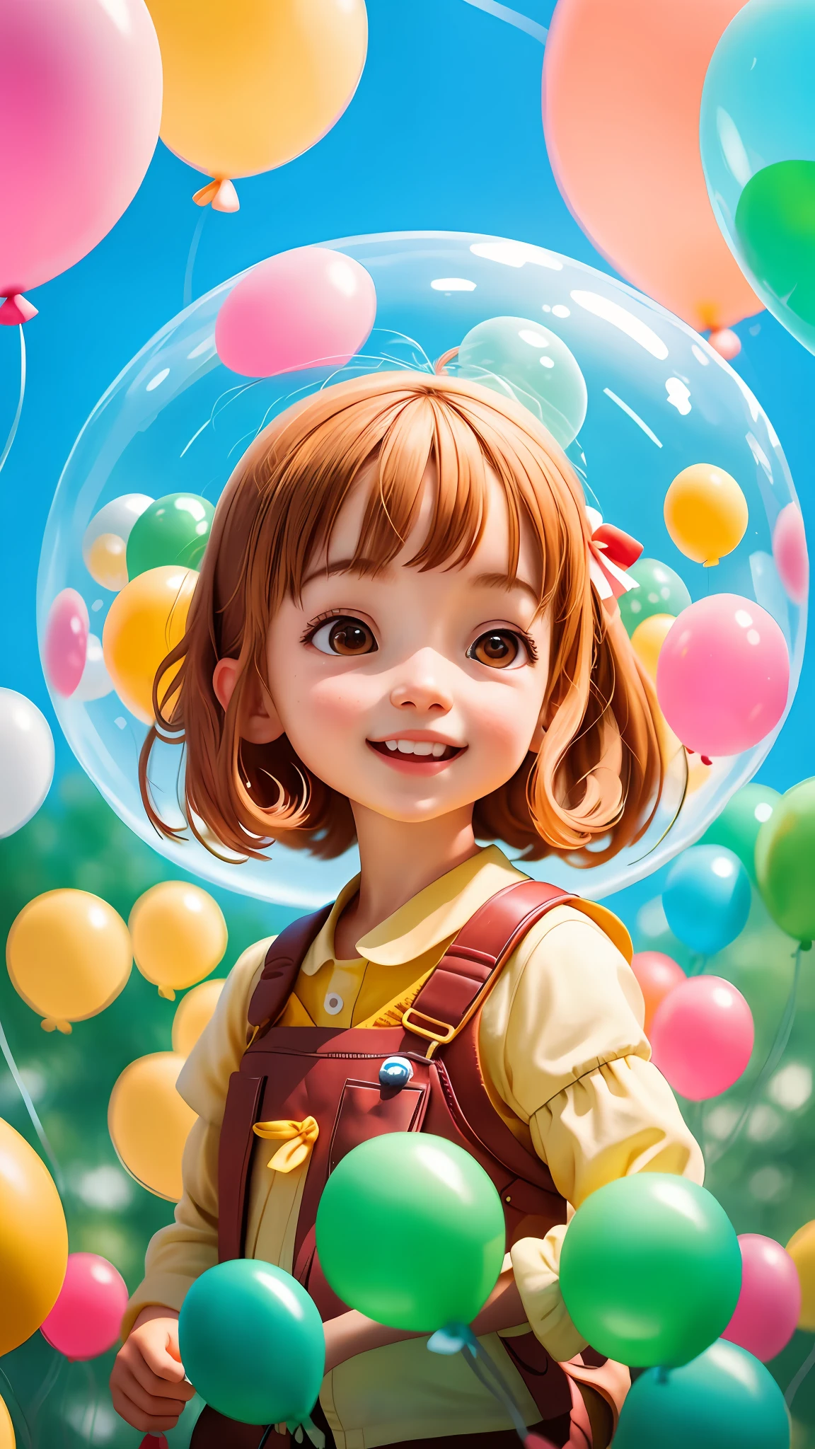A girl with a zoo, many balloons, happy, happy, perfect quality, clear focus (clutter-home: 0.8), (masterpiece: 1.2) (Realistic: 1.2) (Bokeh) (Best quality) (Detailed skin: 1.3) (Intricate details) (8K) (Detail eyes) (Sharp focus), (Happy)