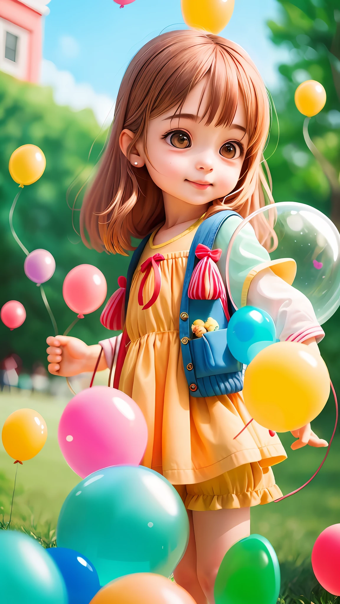 A girl with a zoo, many balloons, happy, happy, perfect quality, clear focus (clutter-home: 0.8), (masterpiece: 1.2) (Realistic: 1.2) (Bokeh) (Best quality) (Detailed skin: 1.3) (Intricate details) (8K) (Detail eyes) (Sharp focus), (Happy)