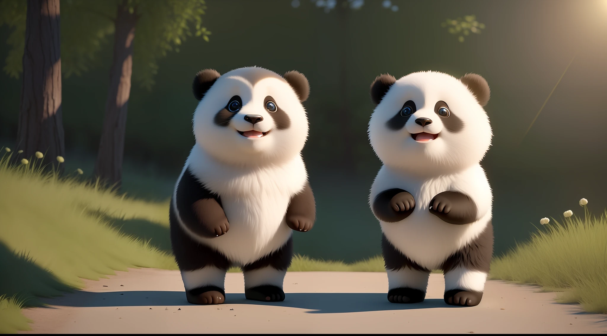 (masterpiece), (best quality), (ultra-detailed), (full body:1.2), Super cute, Baby, Pixar, Baby panda in pajamas, Big bright eyes, Fluffy, Smile, Delicate and fine, Fairy tales, Incredibly high detailed, Pixar style, Bright color palette, Natural light, Simple background with pure color, Octane render, Trending on Artstation, Gorgeous, Ultra wide angle, 8k, HD, Realistic