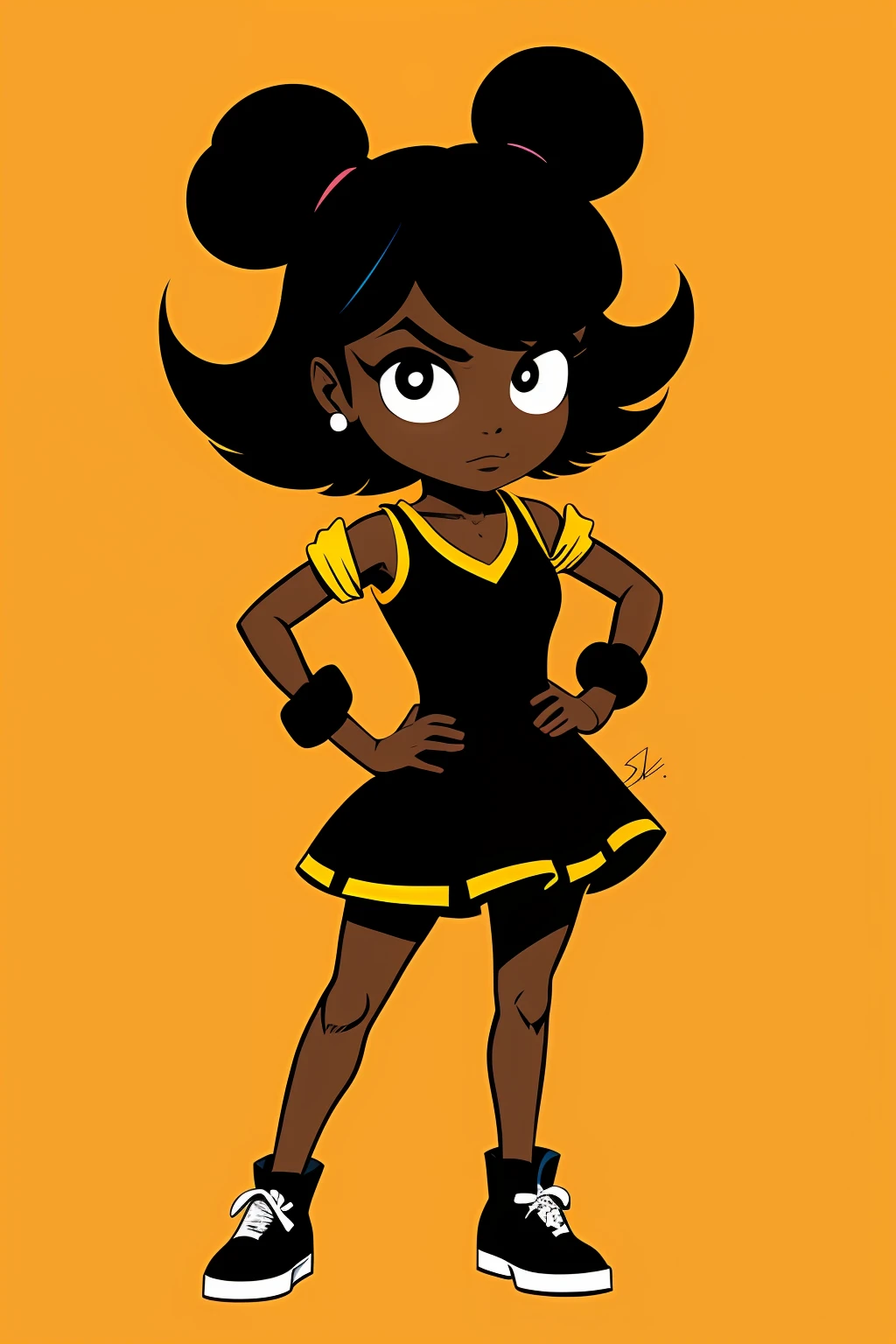 A Beautiful Black Woman, flat background, style by Skottie Youn