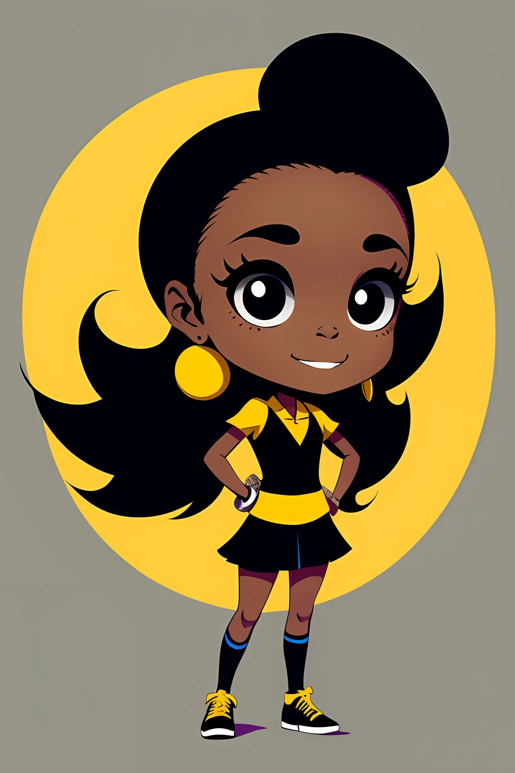 A Beautiful Black Woman, flat background, style by Skottie Youn