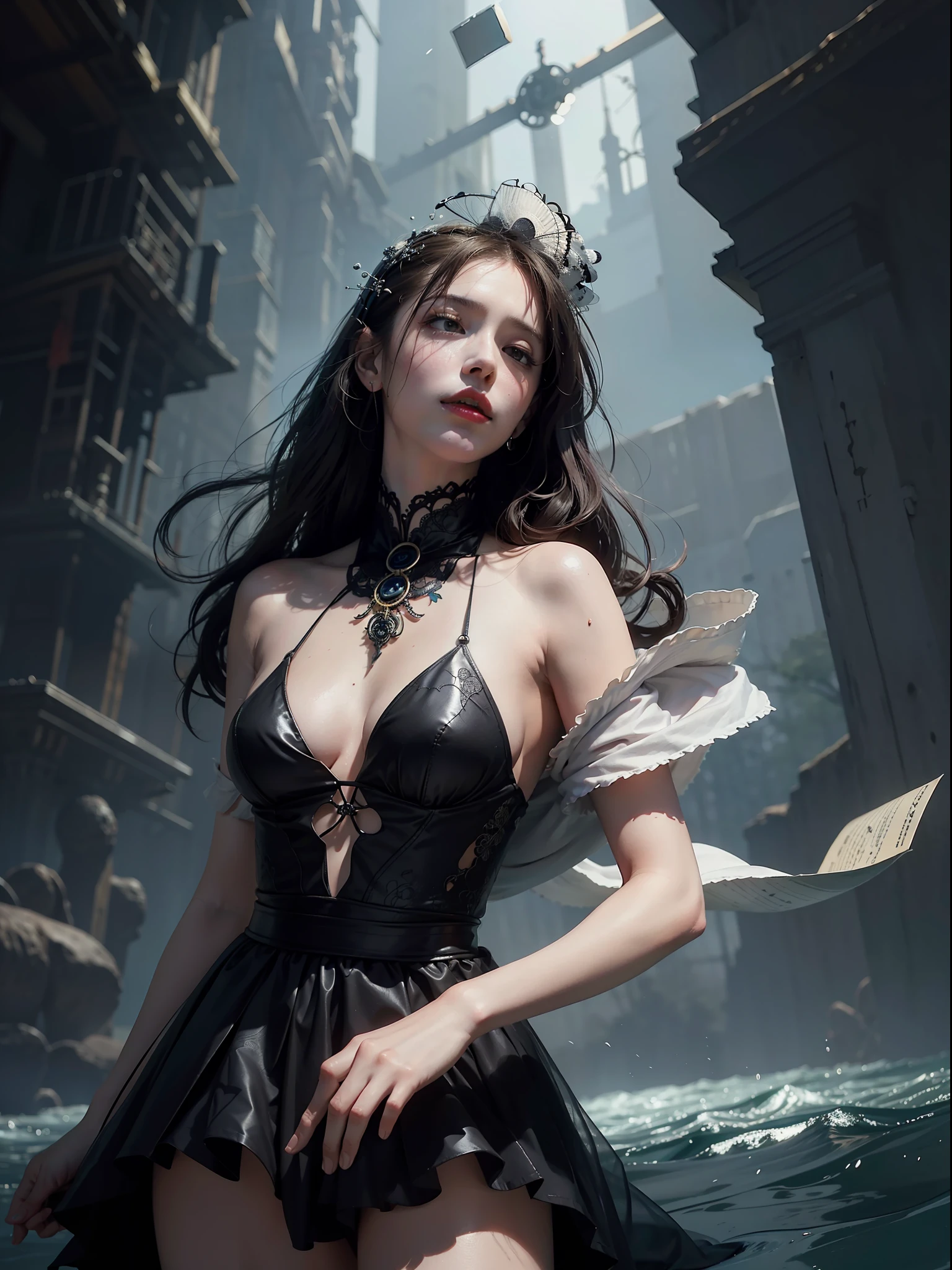 official art, unity 8k wallpaper, ultra detailed, beautiful and aesthetic, beautiful, masterpiece, best quality, (zentangle, mandala, tangle, entangle), dynamic angle, cowboyshot, the most beautiful form of chaos, elegant, a brutalist designed, vivid colours, romanticism, by james jean, roby dwi antono, ross tran, francis bacon, michal mraz, adrian ghenie, petra cortright, gerhard richter, takato yamamoto, ashley wood, atmospheric, enjoying a stream of music, where you can visualize the notes, ecstasy of musical notes, streaming musical notes visible