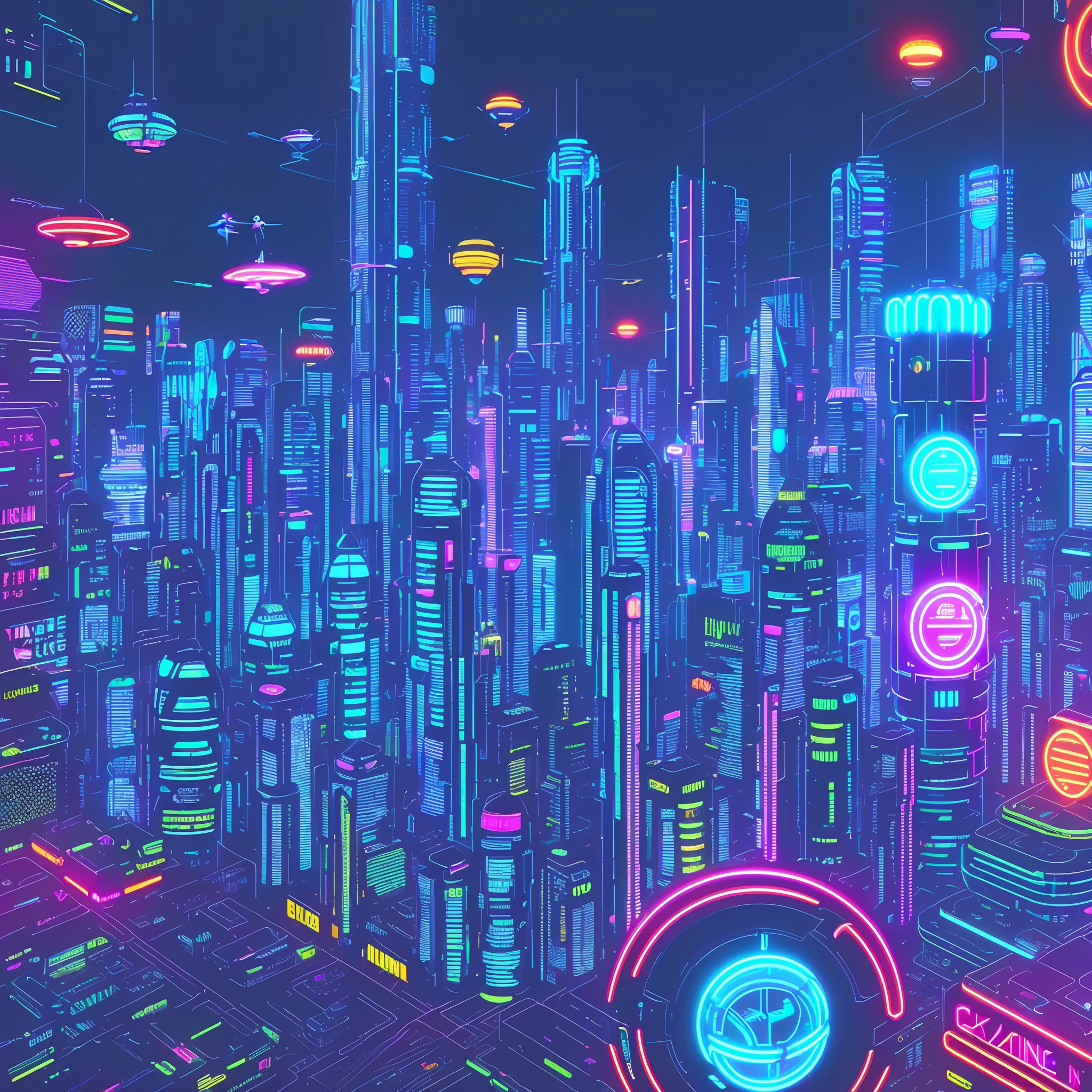 a person standing in front of a wall of neon-lit text, inside an elven city, concept art, by Emiliano Ponzi, by Chris Ware, criteria collection, concept art, dystopian, science fiction, ((8k, high resolution, ultra detailed)), (((sharp lines))), (((perfectly round cutout in the middle of the screen))) ((((futuristic cyberpunk style))) ((((futuristic cars))) (((Mandarin ads on LED panel))) ((((aerial view))) (((skyscraper))) (((neon city)))  (((holograms)))