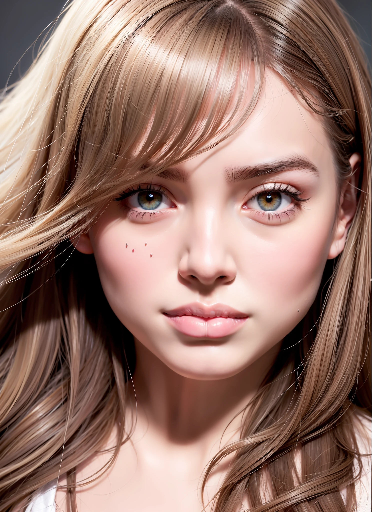 (realistic, photo-realistic:1.37),(8k, RAW photo, best quality, masterpiece:1.2),pink eyes, cute, ultra-detailed,heart-shaped pupils,physically-based rendering, ultra high res, front lighting, looking at viewer,photorealistic,realistic, solo, photorealistic, best quality,extremely detailed face,extremely detailed eyes and face, beautiful detailed eyes,absurdres, incredibly absurdres,Messy hair, floating hair,close-up,portrait,