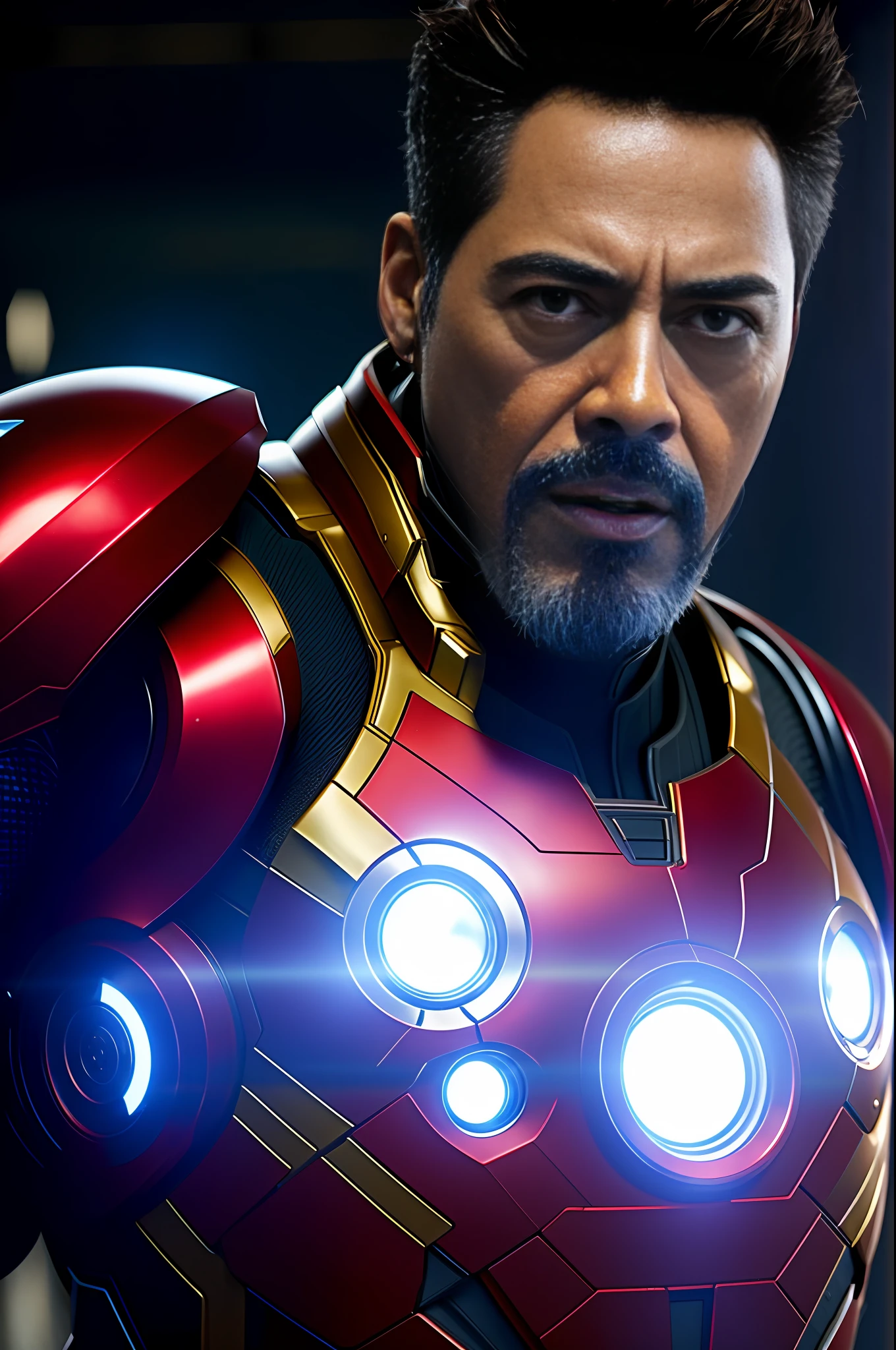 Marvel, Old man Tony Stark, full body realistically, dynamic lights, old, beard by making gray, full footage, (extremely detailed 8k wallpaper of CG unit), trend in ArtStation, trend in CGSociety, high detail, sharp focus, dramatic, photorealistic